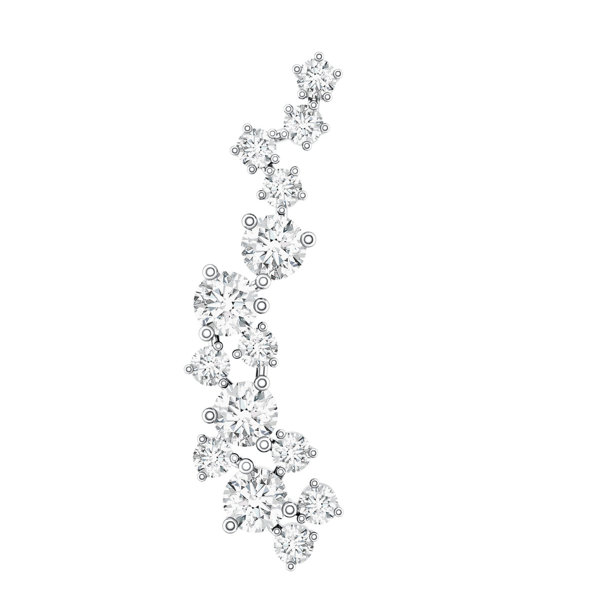 Diamond Cluster Crawler Earring for Helix Piercing Natural - ( HI-SI ) - Rosec Jewels