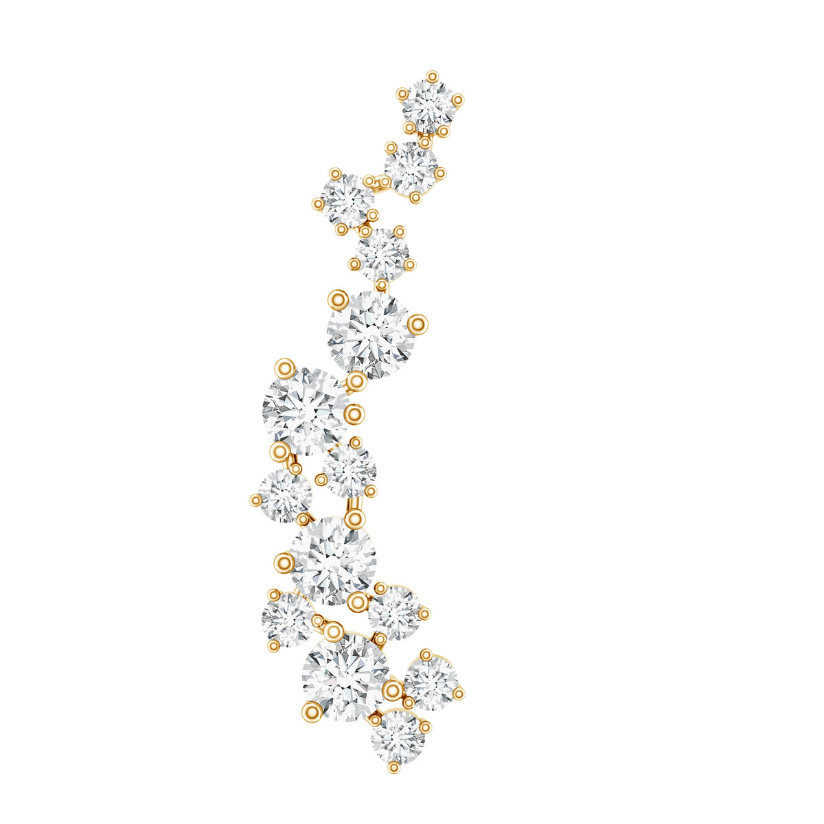Diamond Cluster Crawler Earring for Helix Piercing Natural - ( HI-SI ) - Rosec Jewels