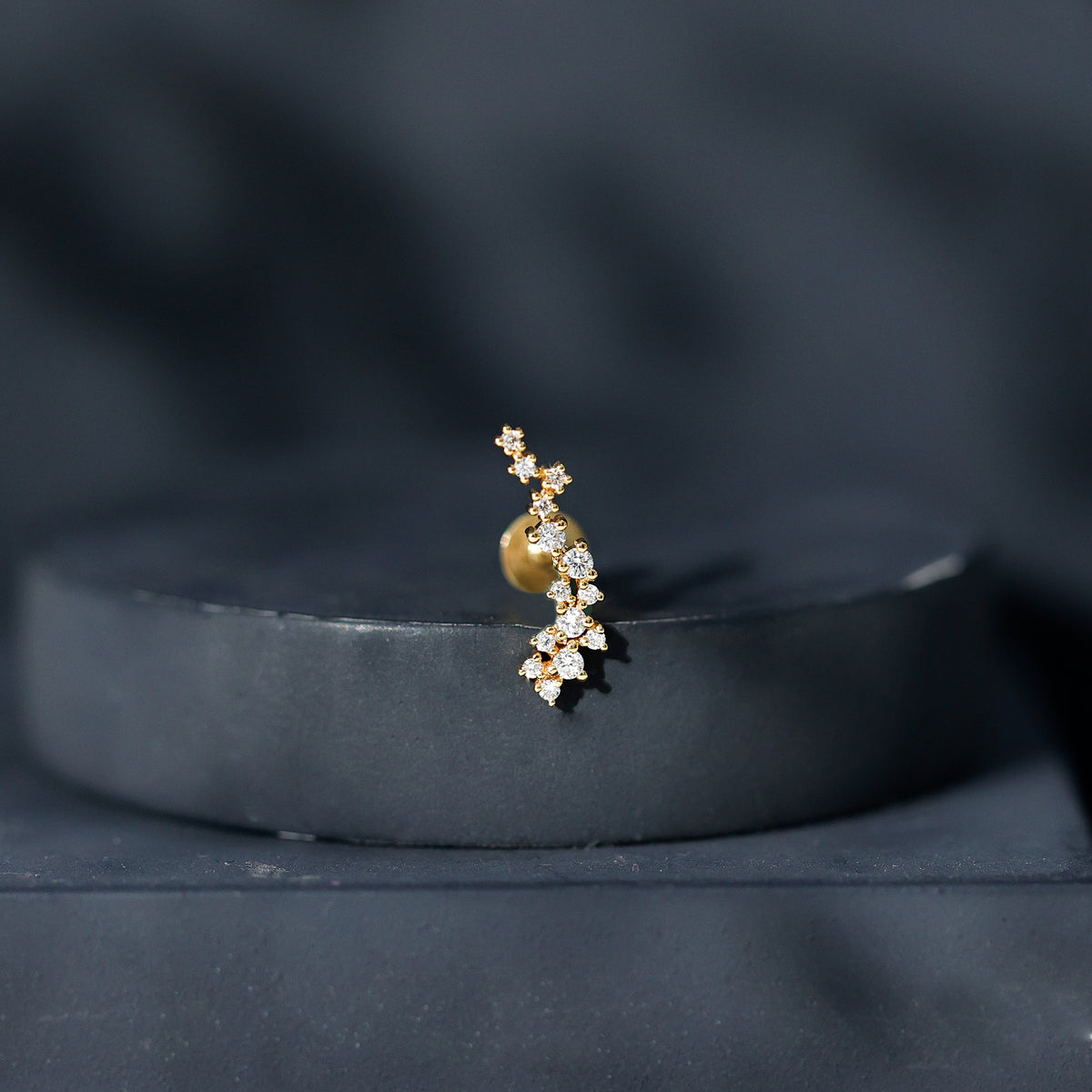 Diamond Cluster Crawler Earring for Helix Piercing Natural - ( HI-SI ) - Rosec Jewels