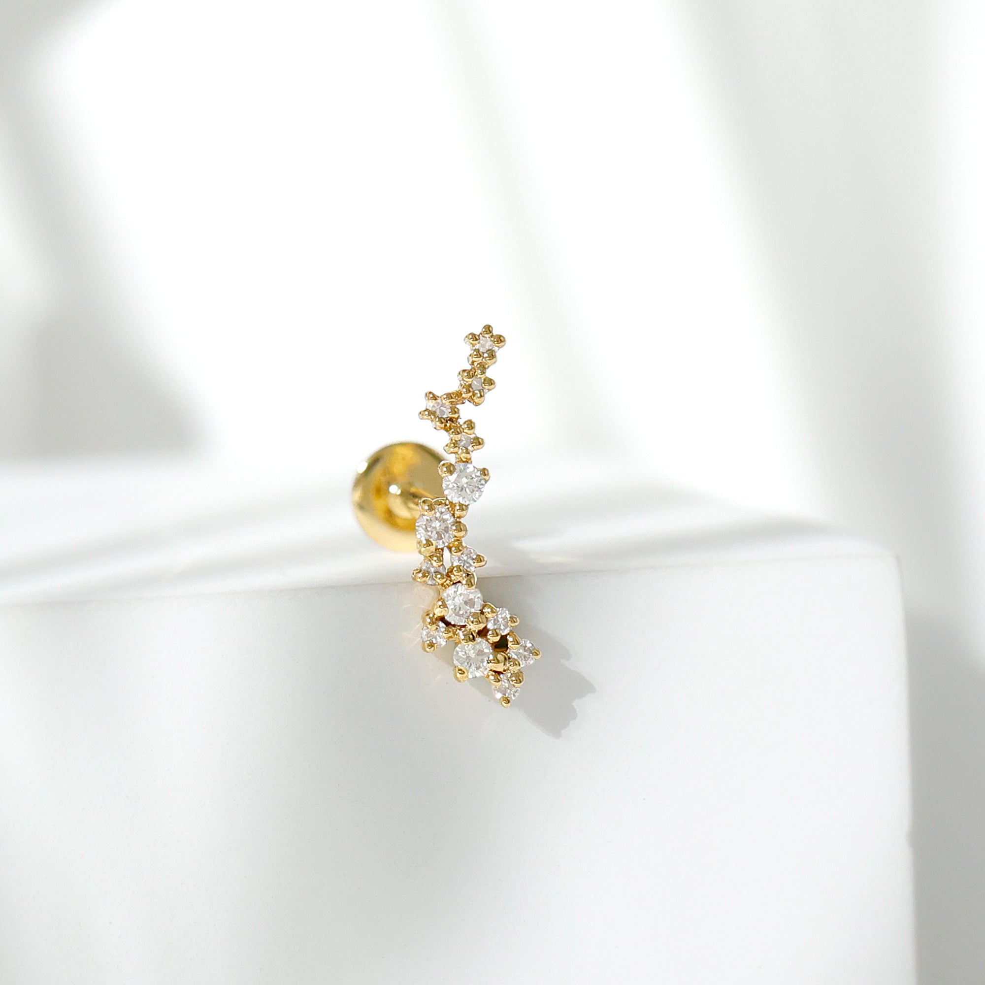 Natural Diamond Cluster Crawler Earring for Helix Piercing Natural - ( HI-SI ) - Rosec Jewels