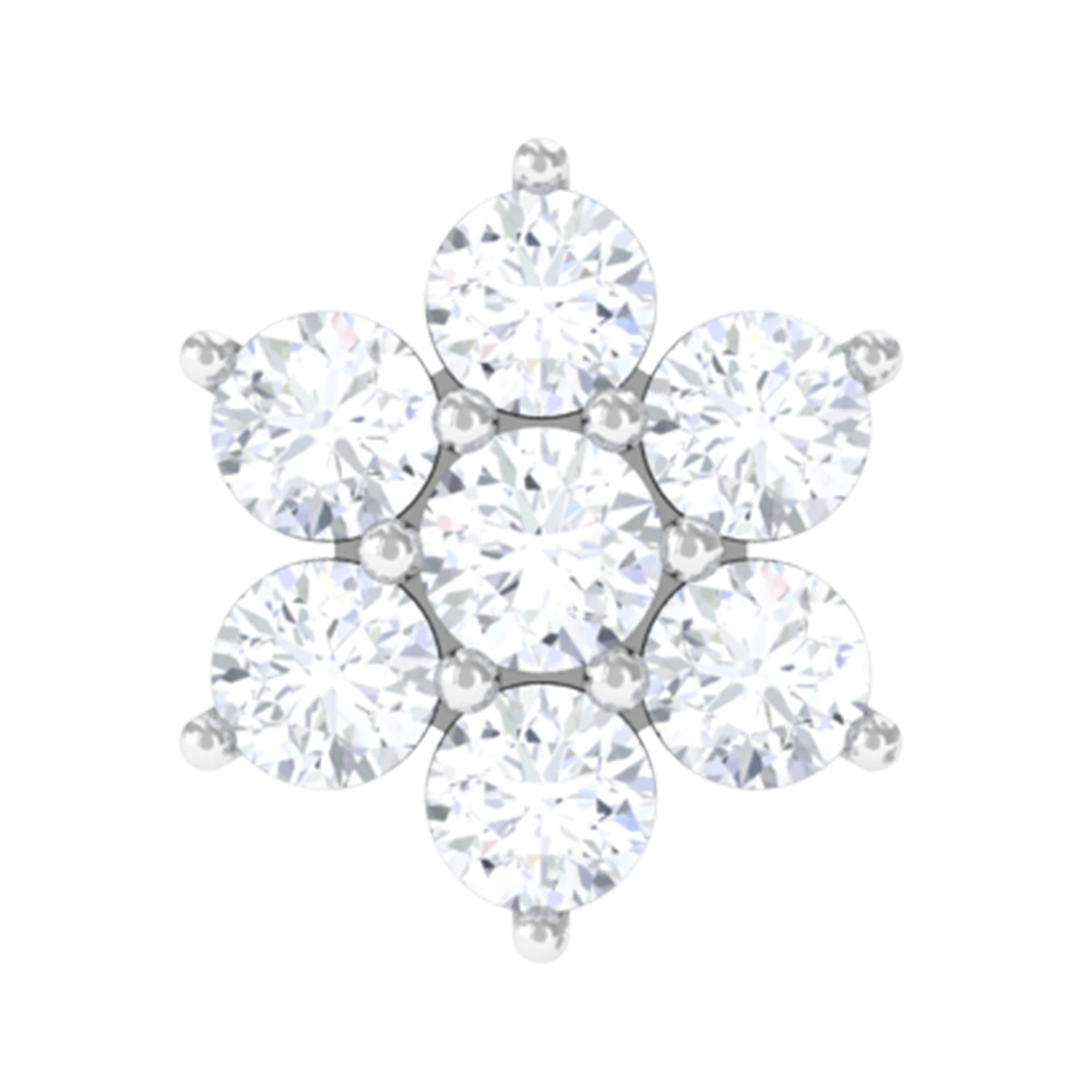 Tiny Moissanite Flower Cluster Earring for Conch Piercing D-VS1 - Rosec Jewels