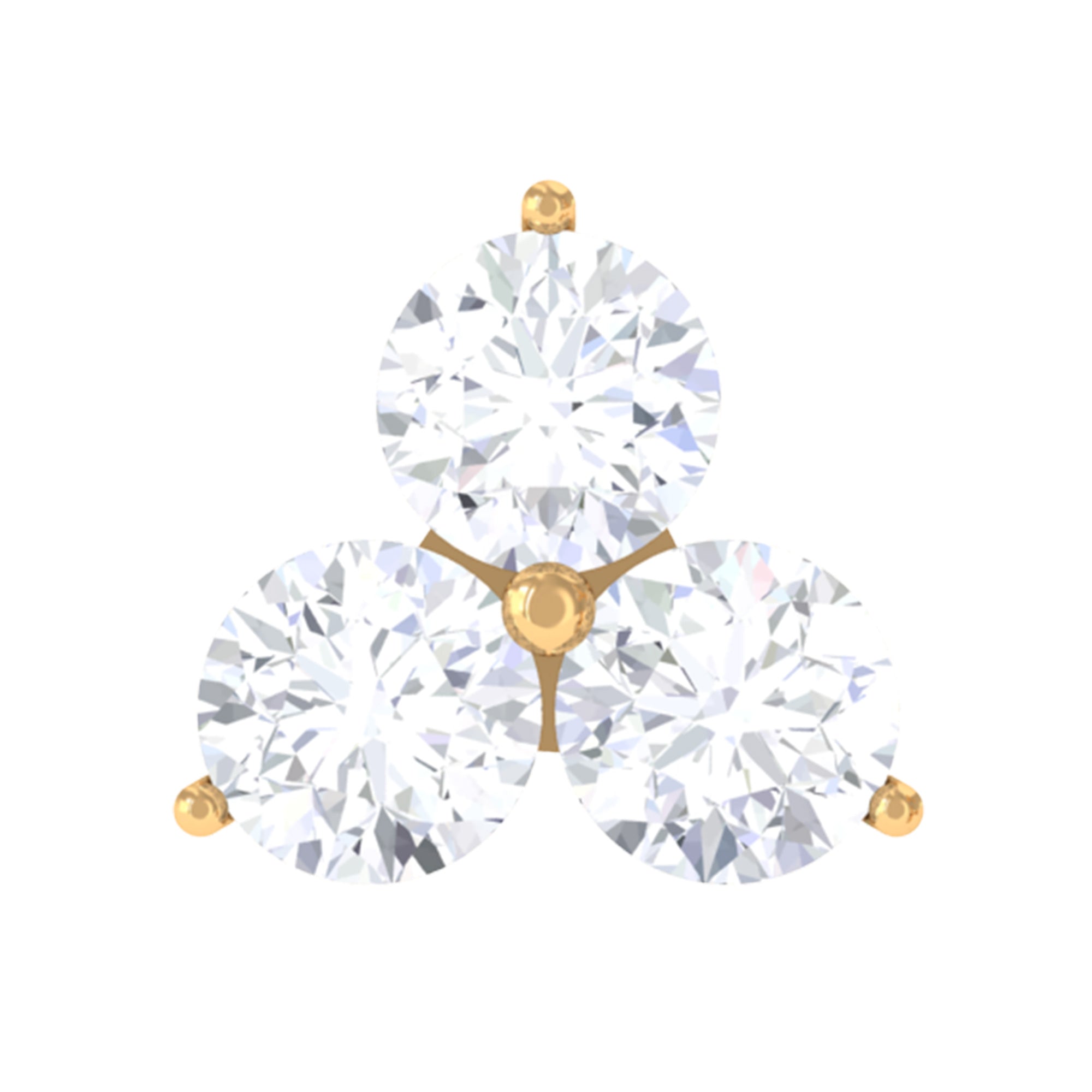 Tiny Moissanite Trio Flower Earring for Helix Piercing D-VS1 - Rosec Jewels