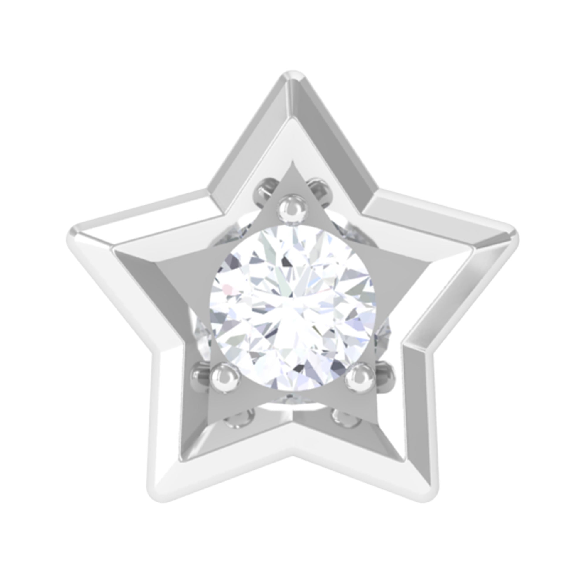 Solitaire Moissanite Star Earring for Conch Piercing D-VS1 - Rosec Jewels