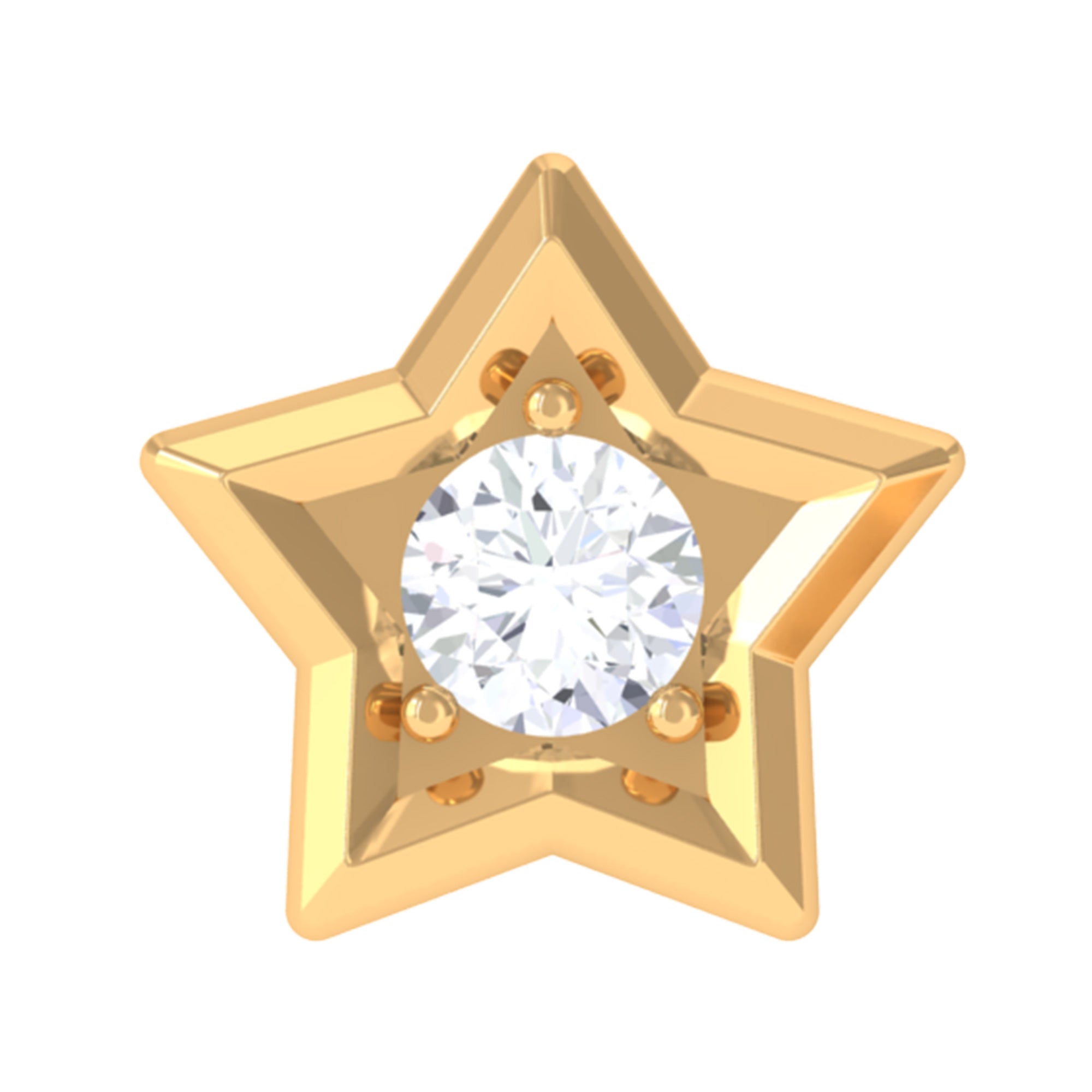 Solitaire Moissanite Star Earring for Conch Piercing D-VS1 - Rosec Jewels