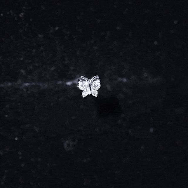 Natural Diamond Butterfly Earring for Cartilage Piercing Natural - ( HI-SI ) - Rosec Jewels