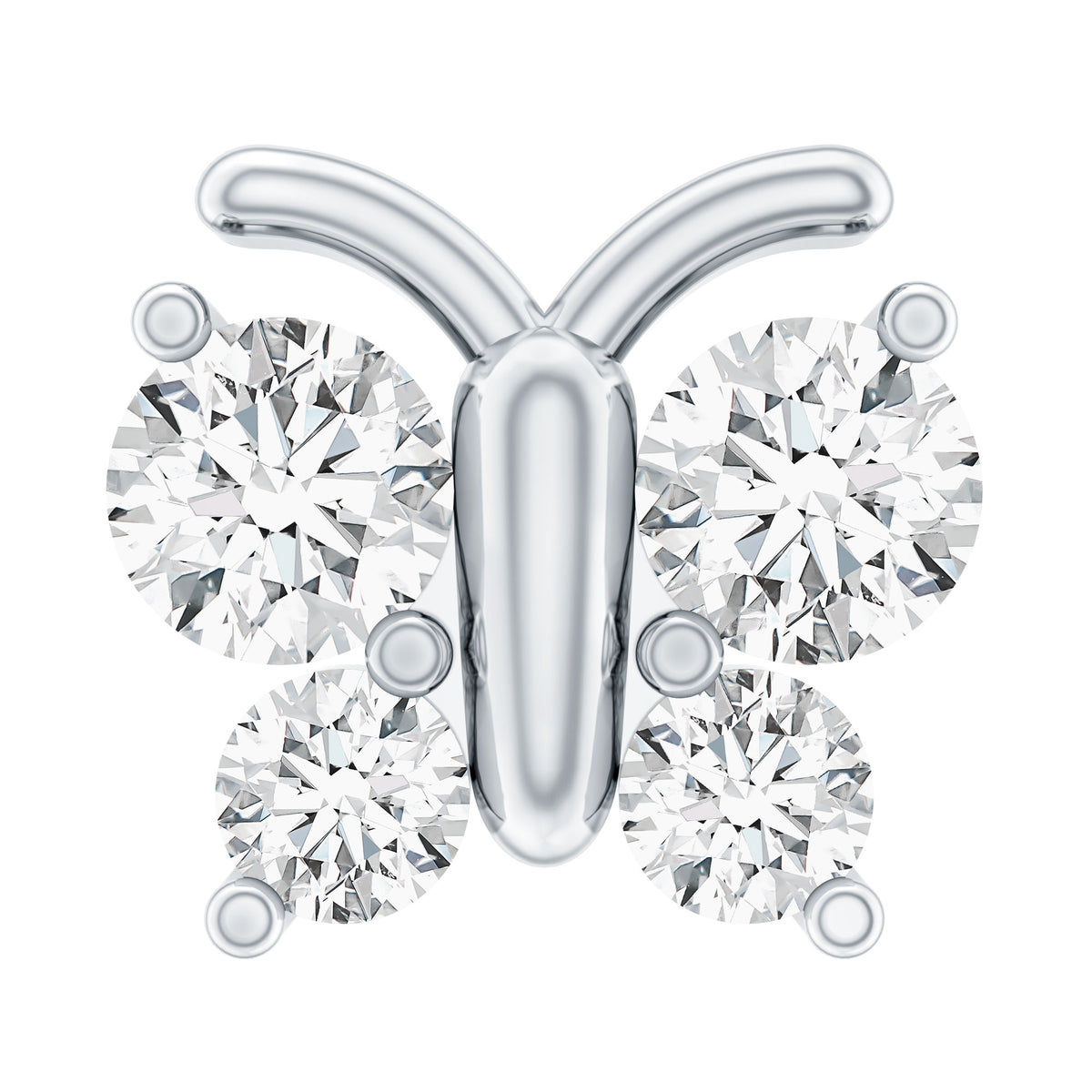 Natural Diamond Butterfly Earring for Cartilage Piercing Natural - ( HI-SI ) - Rosec Jewels