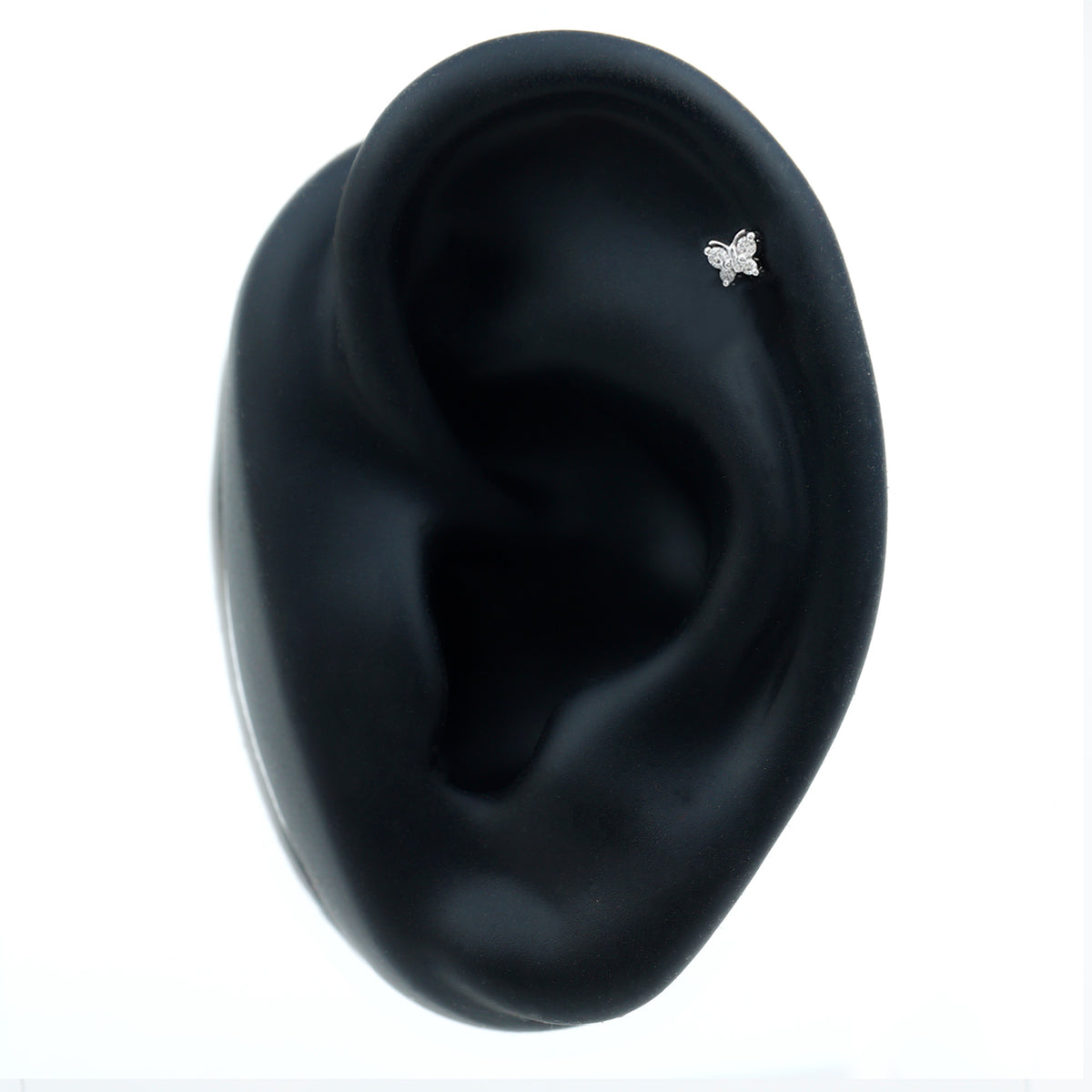 Natural Diamond Butterfly Earring for Cartilage Piercing Natural - ( HI-SI ) - Rosec Jewels