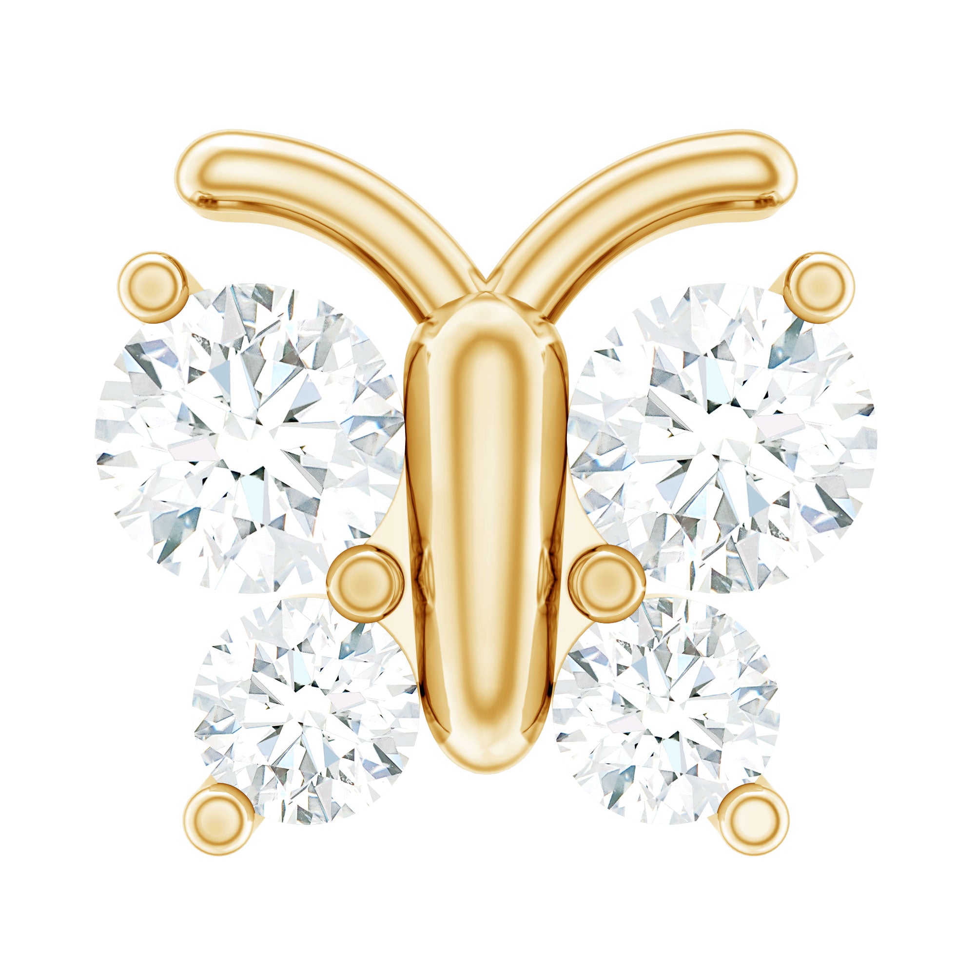 Natural Diamond Butterfly Earring for Cartilage Piercing Natural - ( HI-SI ) - Rosec Jewels