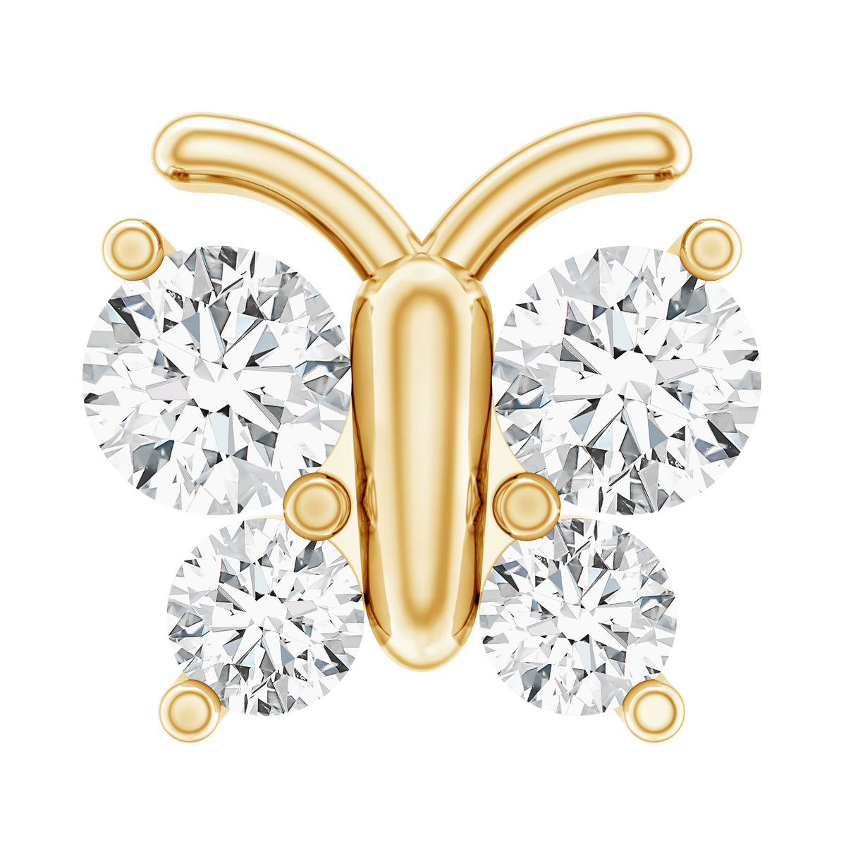 Natural Diamond Butterfly Earring for Cartilage Piercing Natural - ( HI-SI ) - Rosec Jewels
