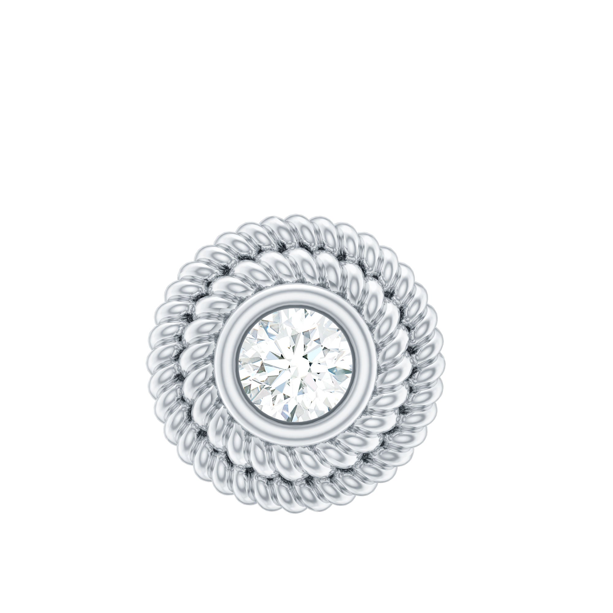 Minimal Diamond Conch Earring in Bezel Setting Natural - ( HI-SI ) - Rosec Jewels