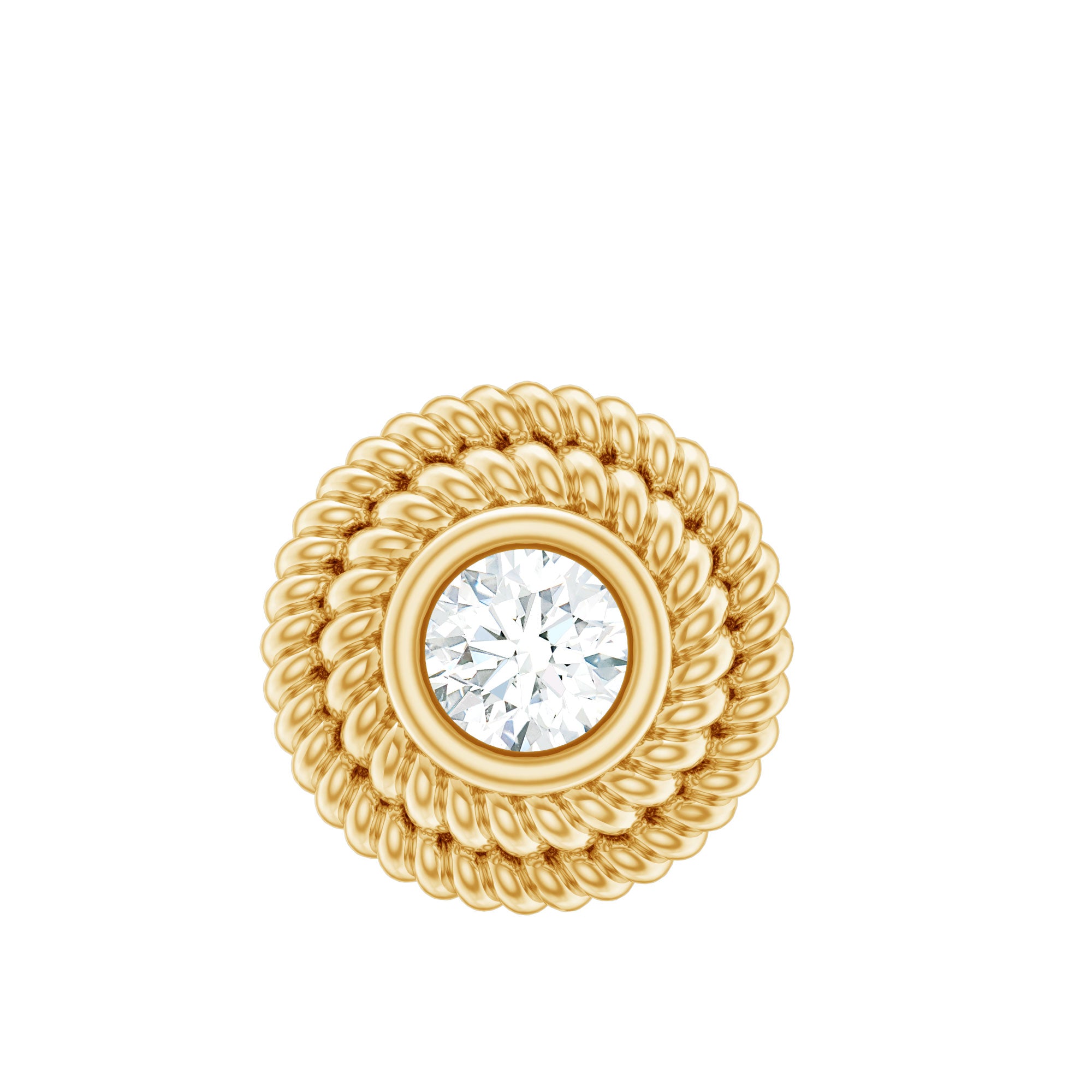 Minimal Diamond Conch Earring in Bezel Setting Natural - ( HI-SI ) - Rosec Jewels