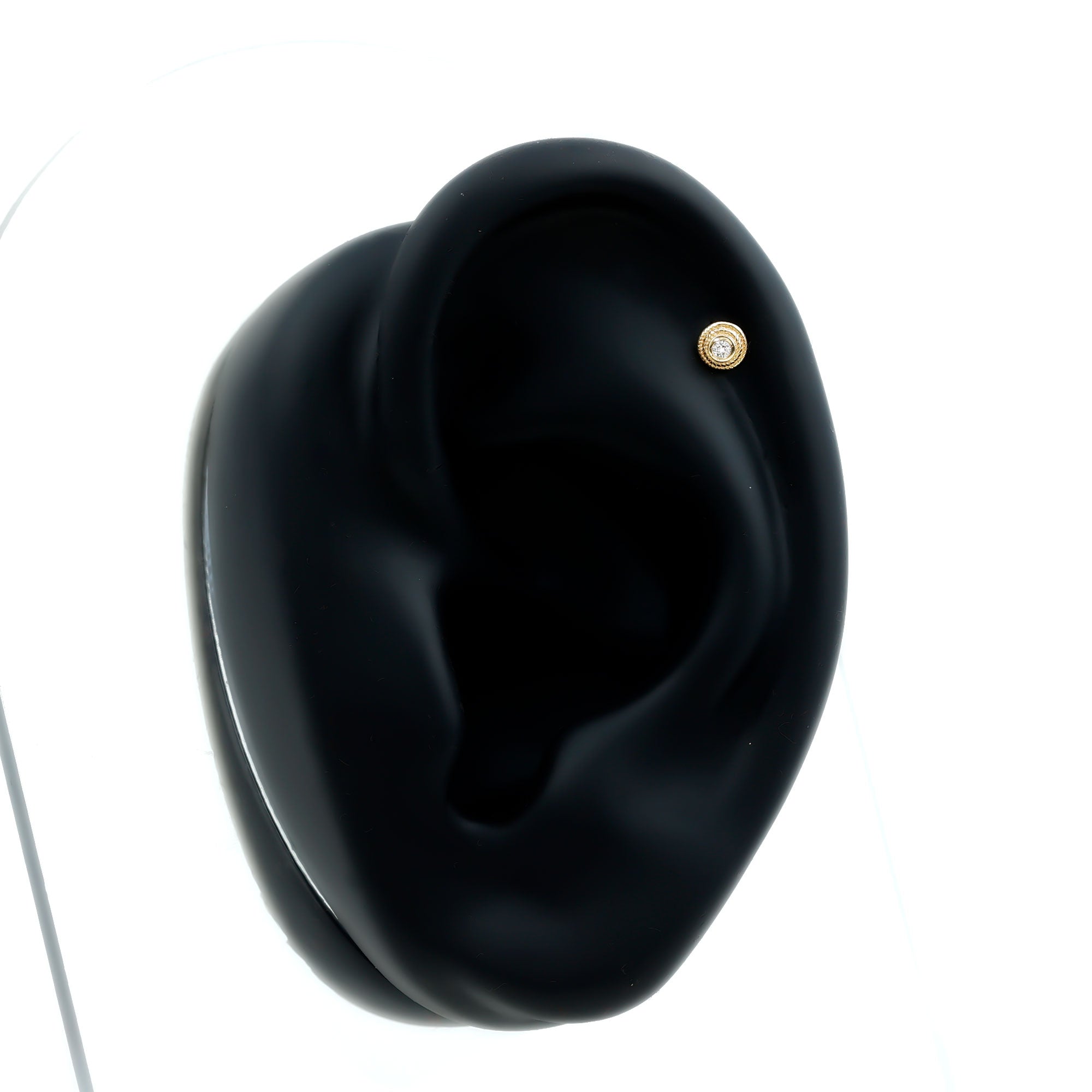 Minimal Diamond Conch Earring in Bezel Setting Natural - ( HI-SI ) - Rosec Jewels