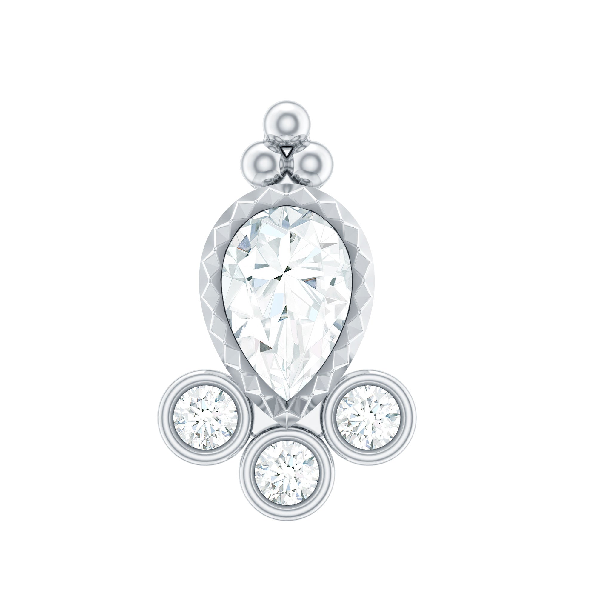 Vintage Style Moissanite Tragus Earring in Bezel Setting D-VS1 - Rosec Jewels
