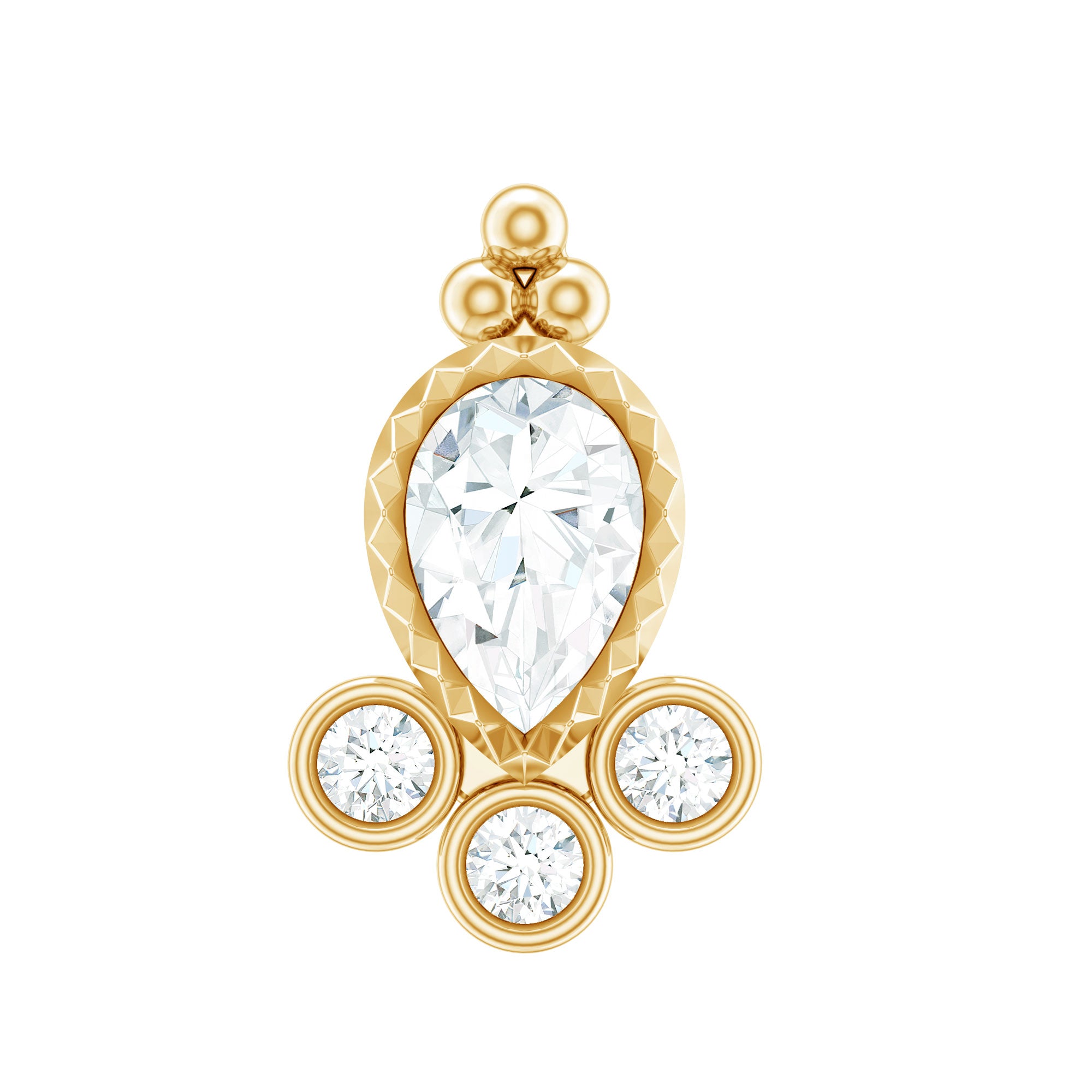 Vintage Style Moissanite Tragus Earring in Bezel Setting D-VS1 - Rosec Jewels
