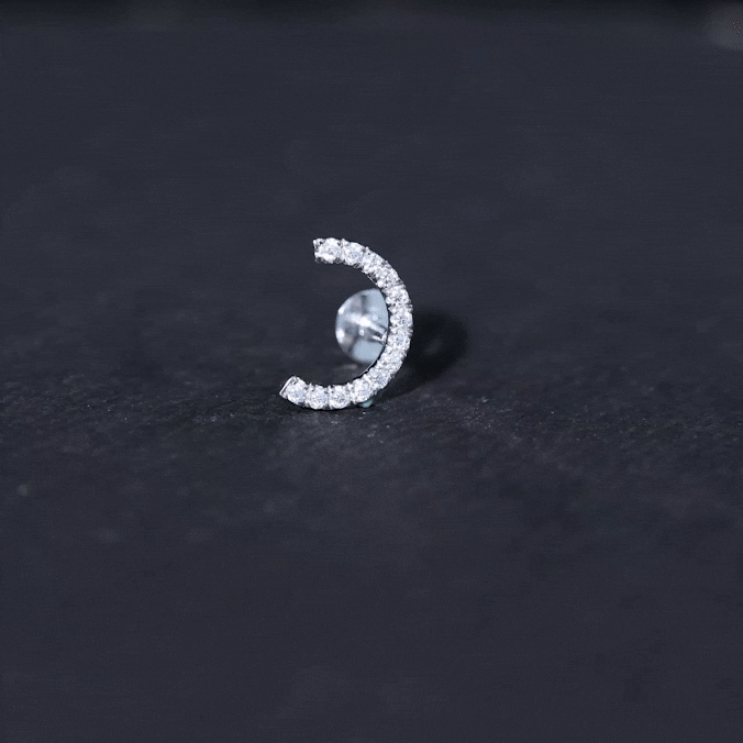 Moissanite Half Circle Earring for Helix Piercing D-VS1 - Rosec Jewels