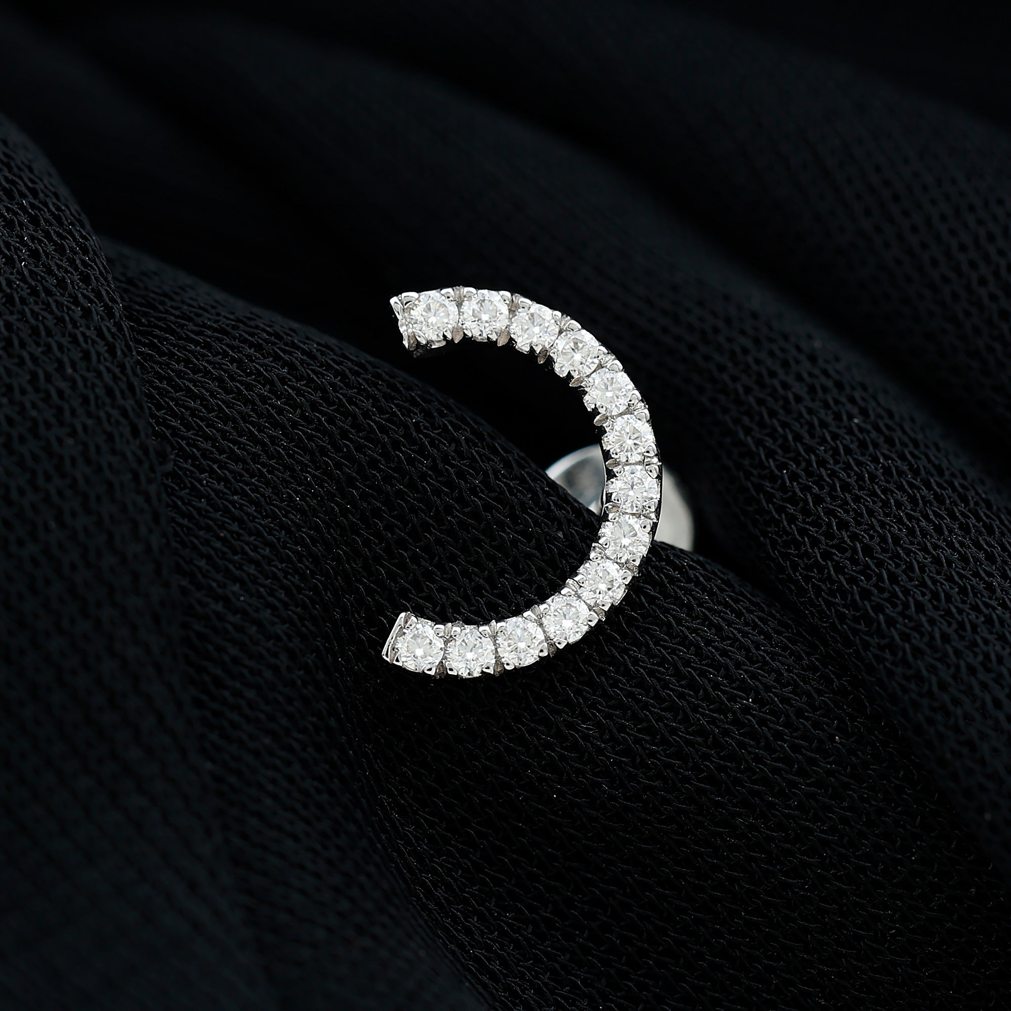 Moissanite Half Circle Earring for Helix Piercing D-VS1 - Rosec Jewels