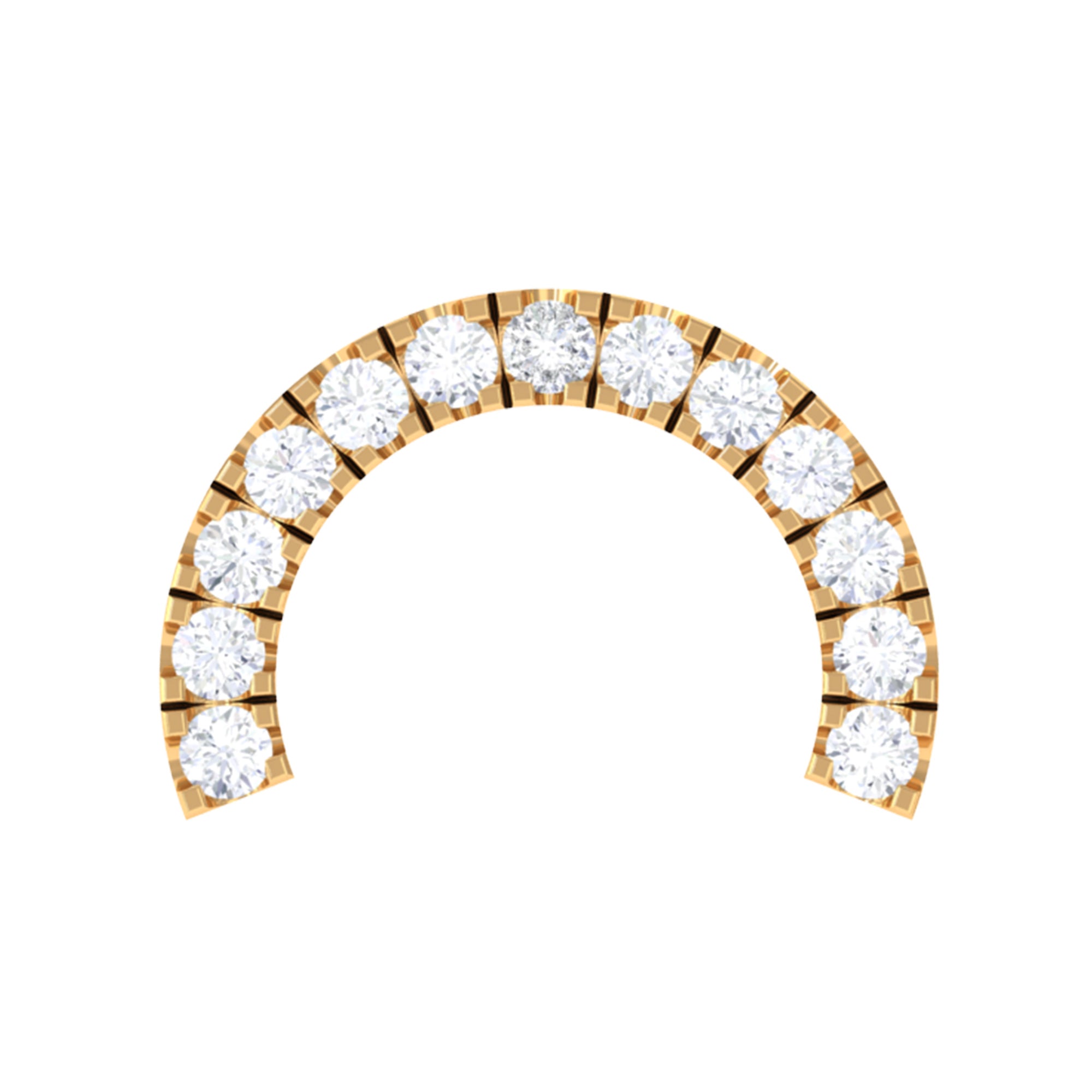 Moissanite Half Circle Earring for Helix Piercing D-VS1 - Rosec Jewels