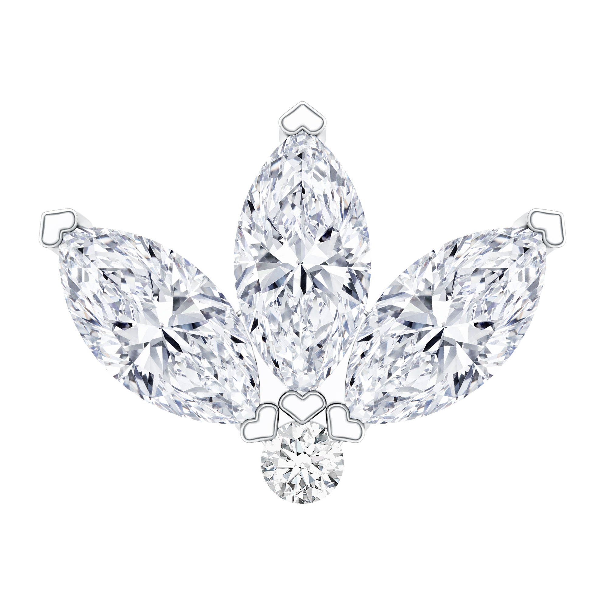 Marquise Moissanite Lotus Flower Helix Earring D-VS1 - Rosec Jewels