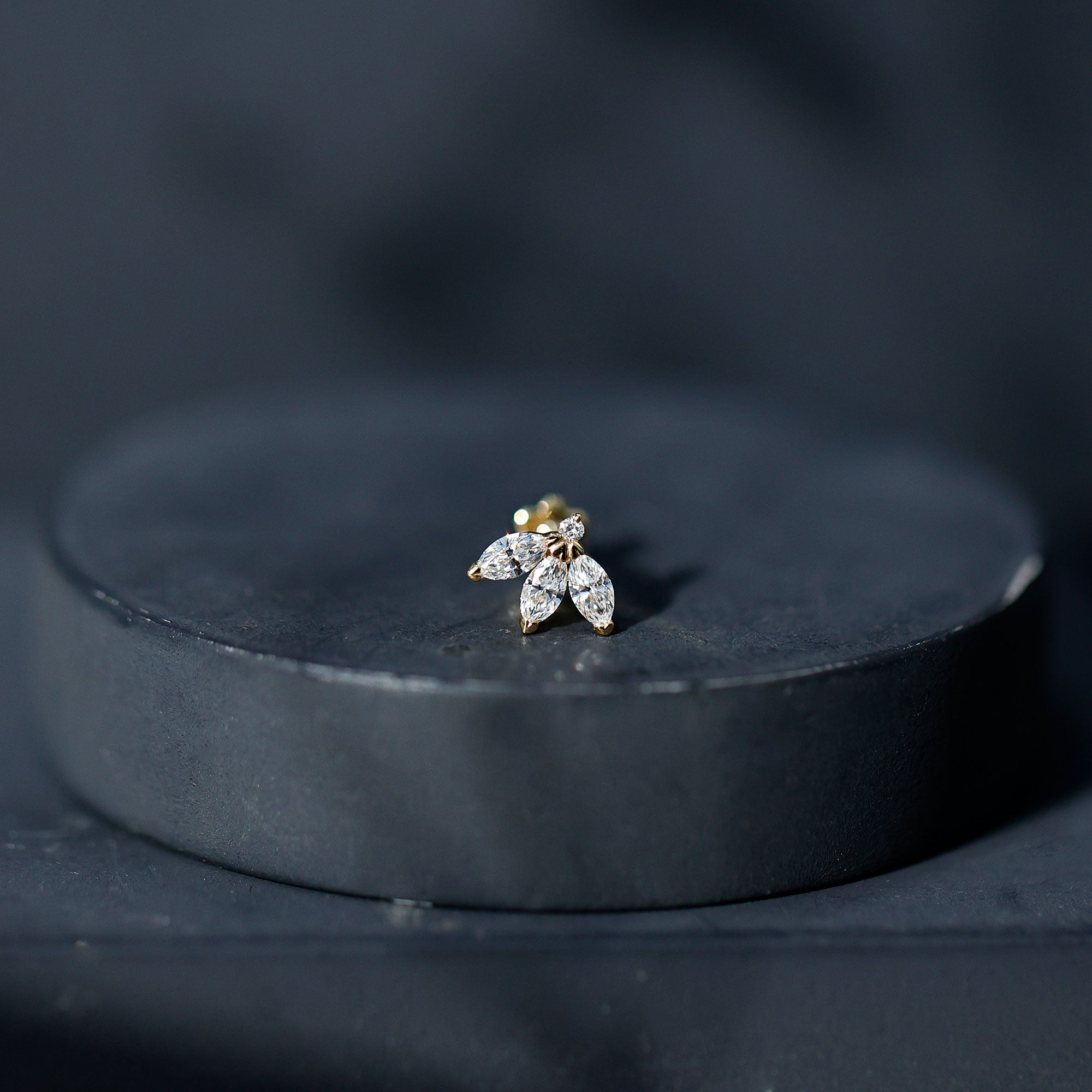 Marquise Moissanite Lotus Flower Helix Earring D-VS1 - Rosec Jewels