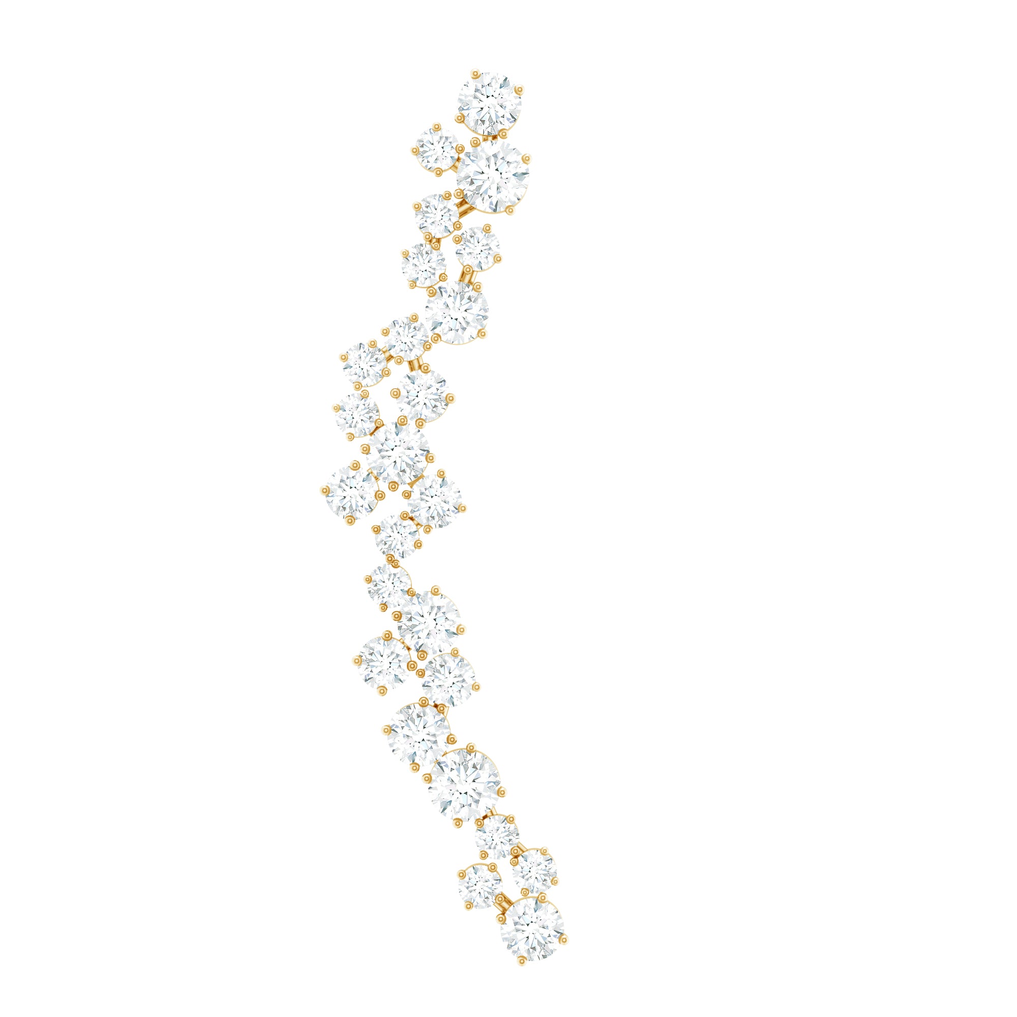 Certified Round Moissanite Cluster Climber Earring