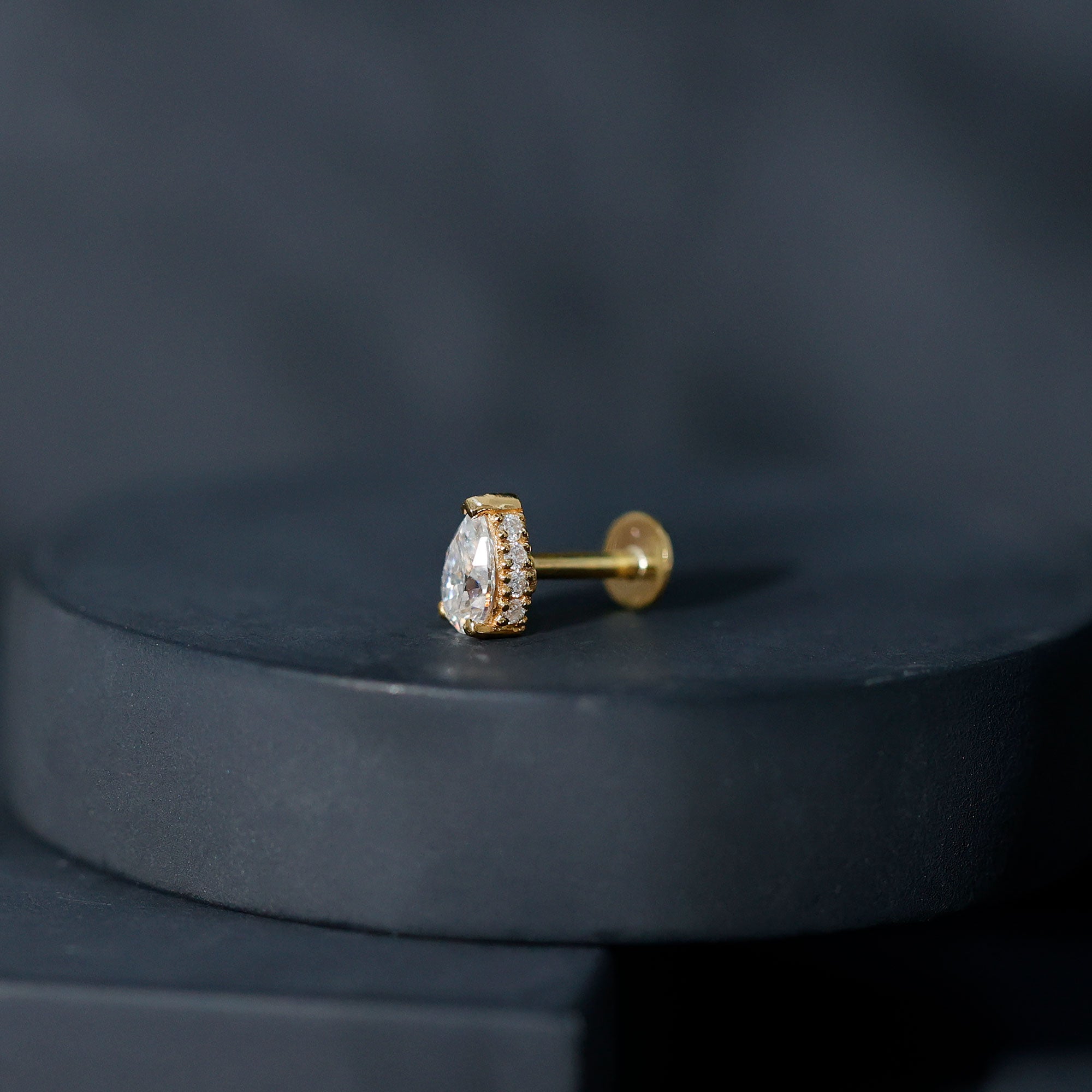 Pear Shaped Moissanite Solitaire Cartilage Earring D-VS1 - Rosec Jewels