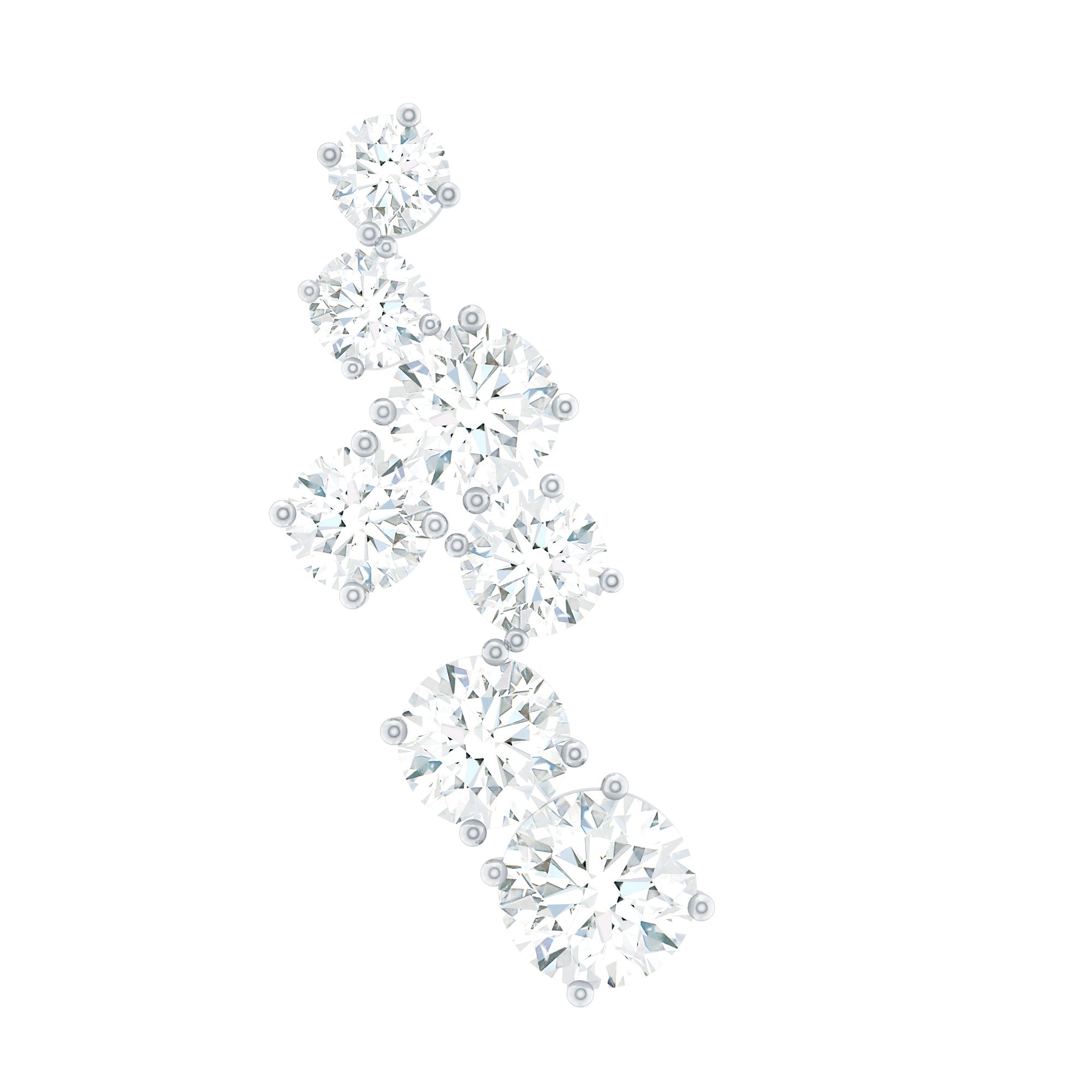 Round Moissanite Cluster Ear Crawler Earring for Helix Piercing