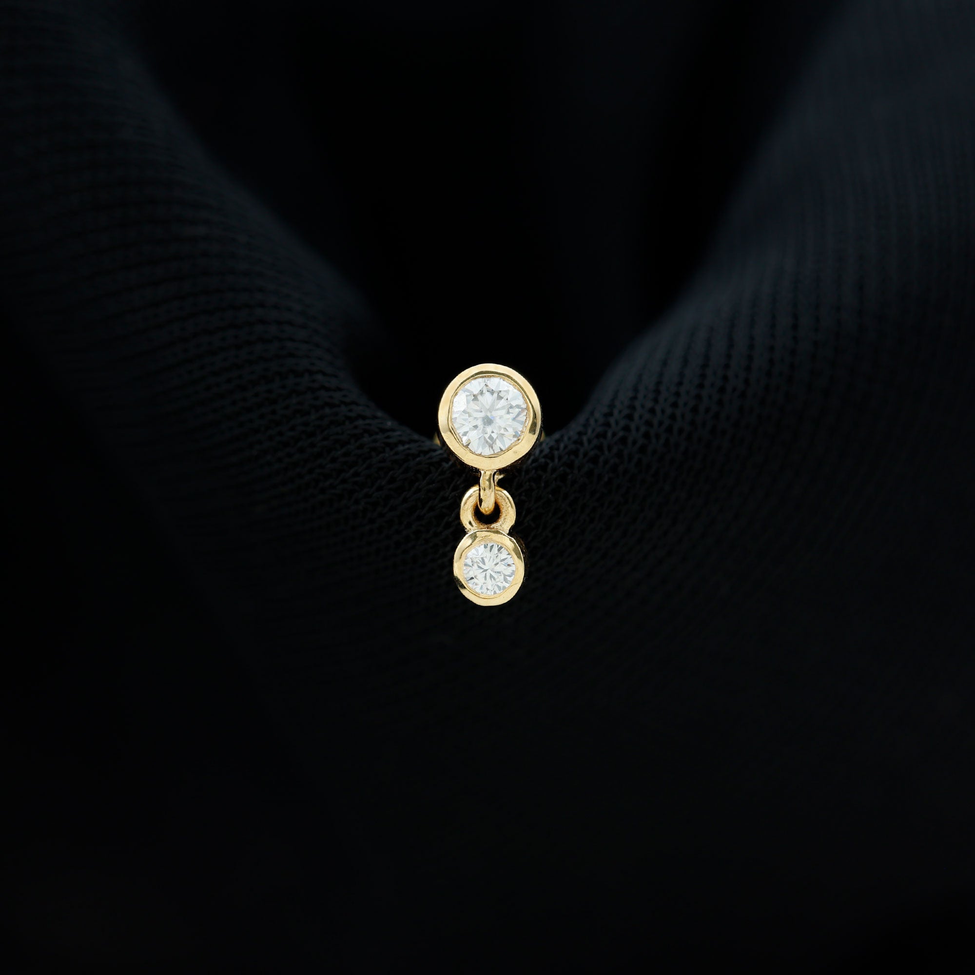 Certified Round Diamond Helix Drop Earring in Bezel Set Natural - ( HI-SI ) - Rosec Jewels
