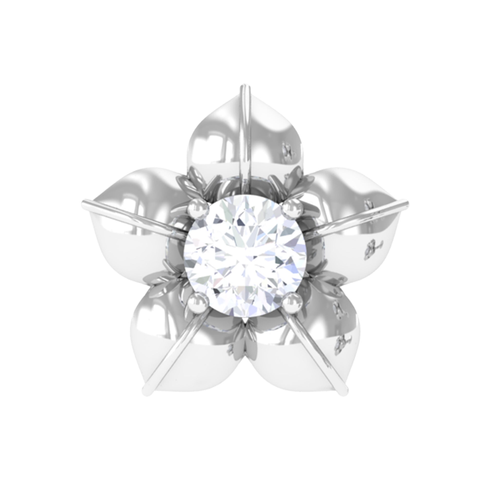 Round Moissanite Flower Earring for Helix Piercing D-VS1 - Rosec Jewels