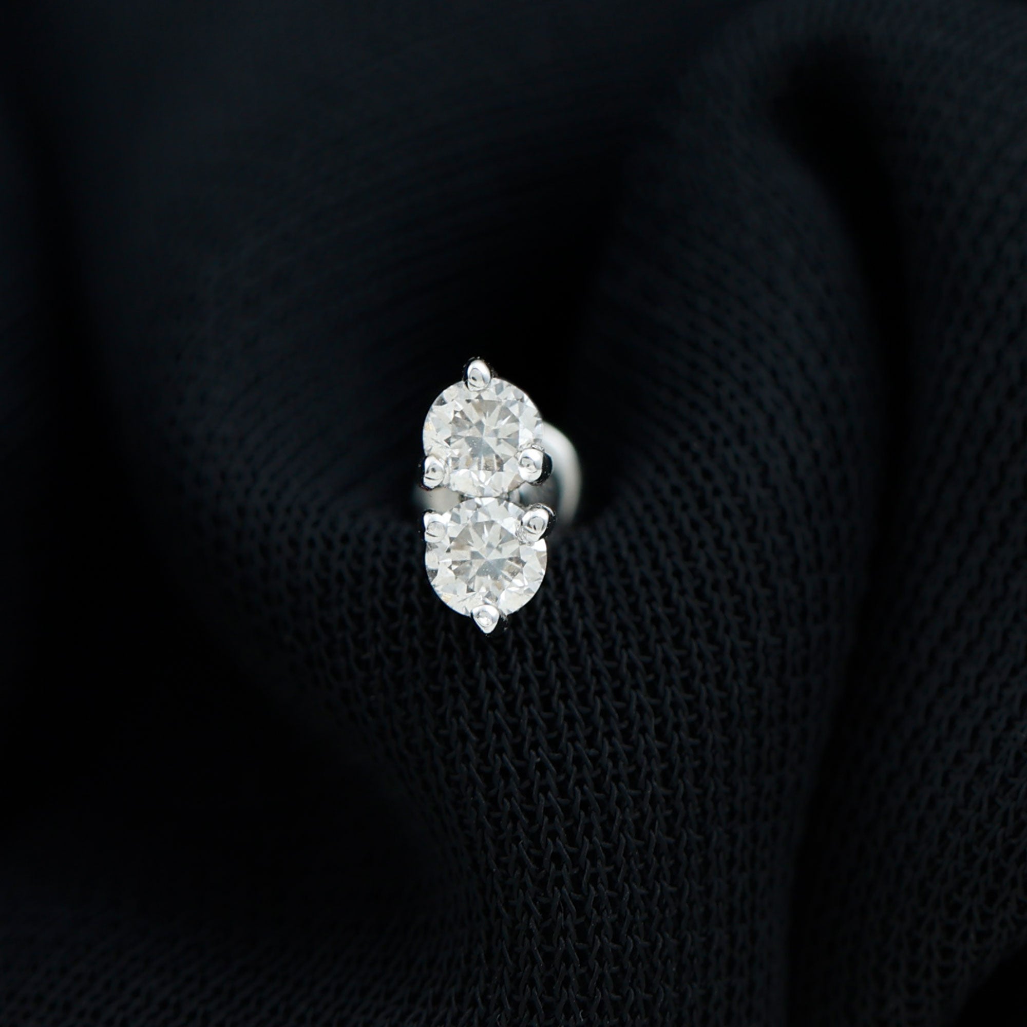 Natural Diamond 2 Stone Earring for Tragus Piercing Natural - ( HI-SI ) - Rosec Jewels