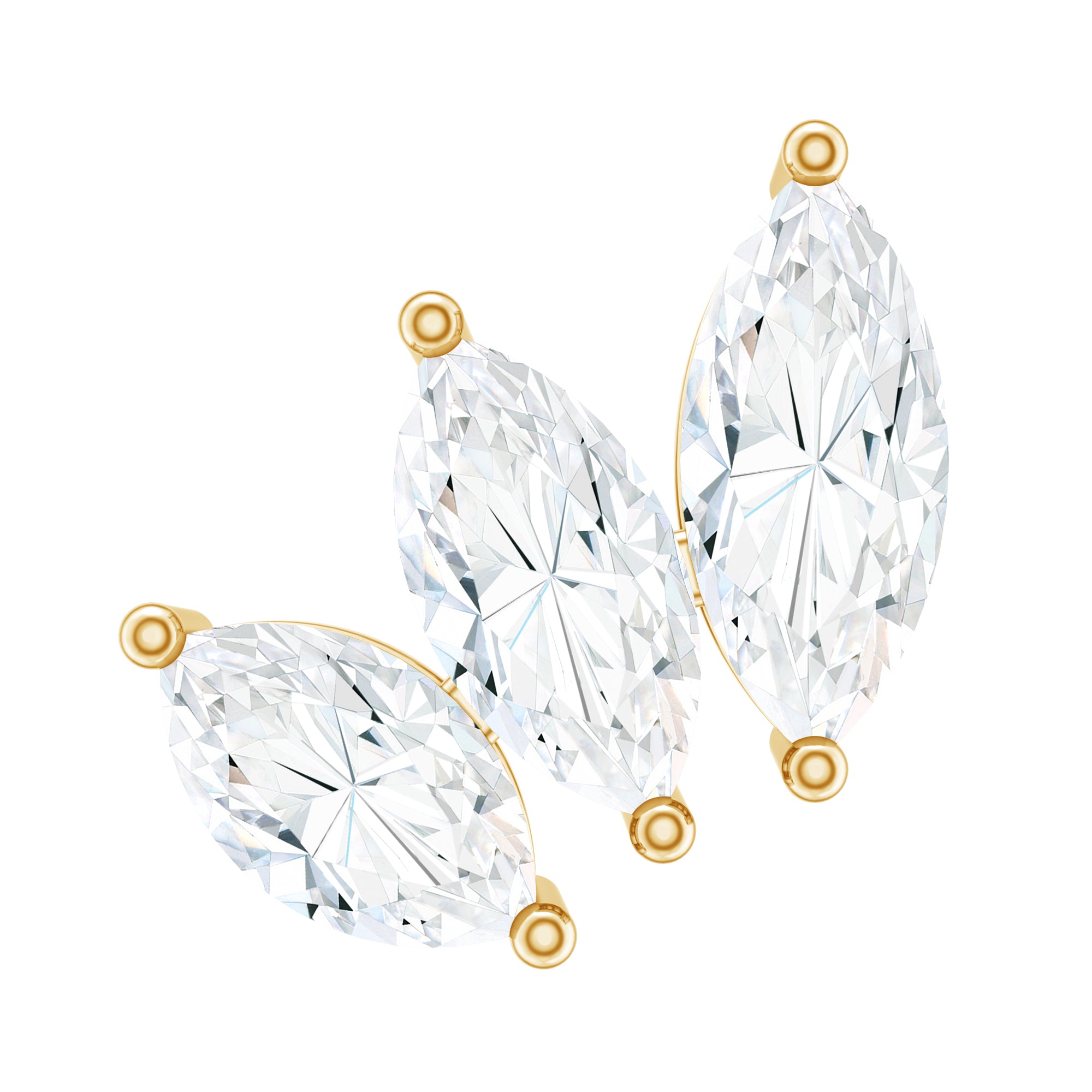 Natural Marquise Diamond Three Stone Helix Earring Natural - ( HI-SI ) - Rosec Jewels