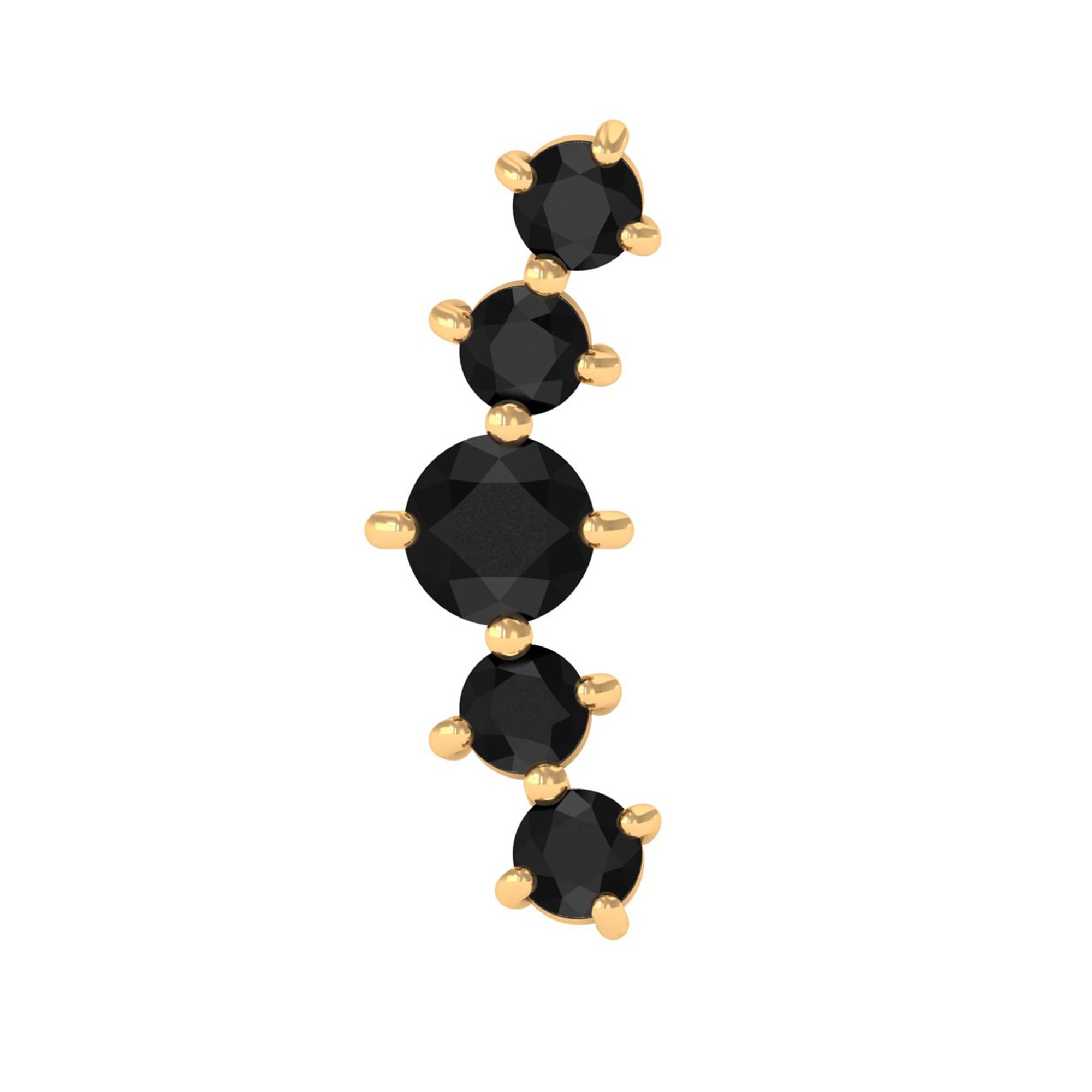 Graduated Style Black Onyx Crawler Earring AAA - Rosec Jewels