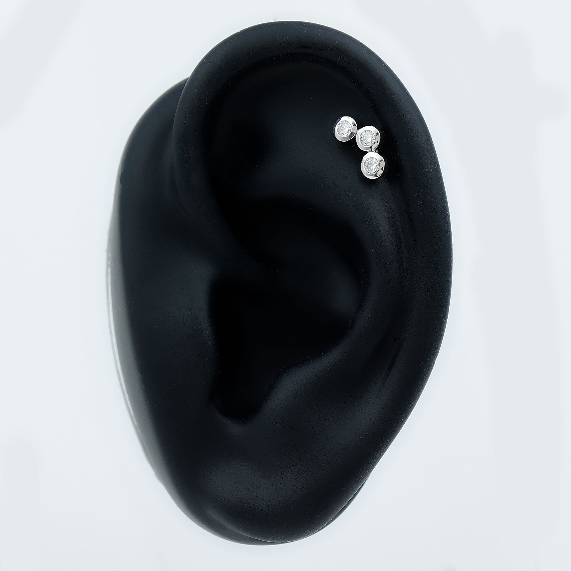 Bezel Set Moissanite Three Stone Crawler Earring D-VS1 - Rosec Jewels