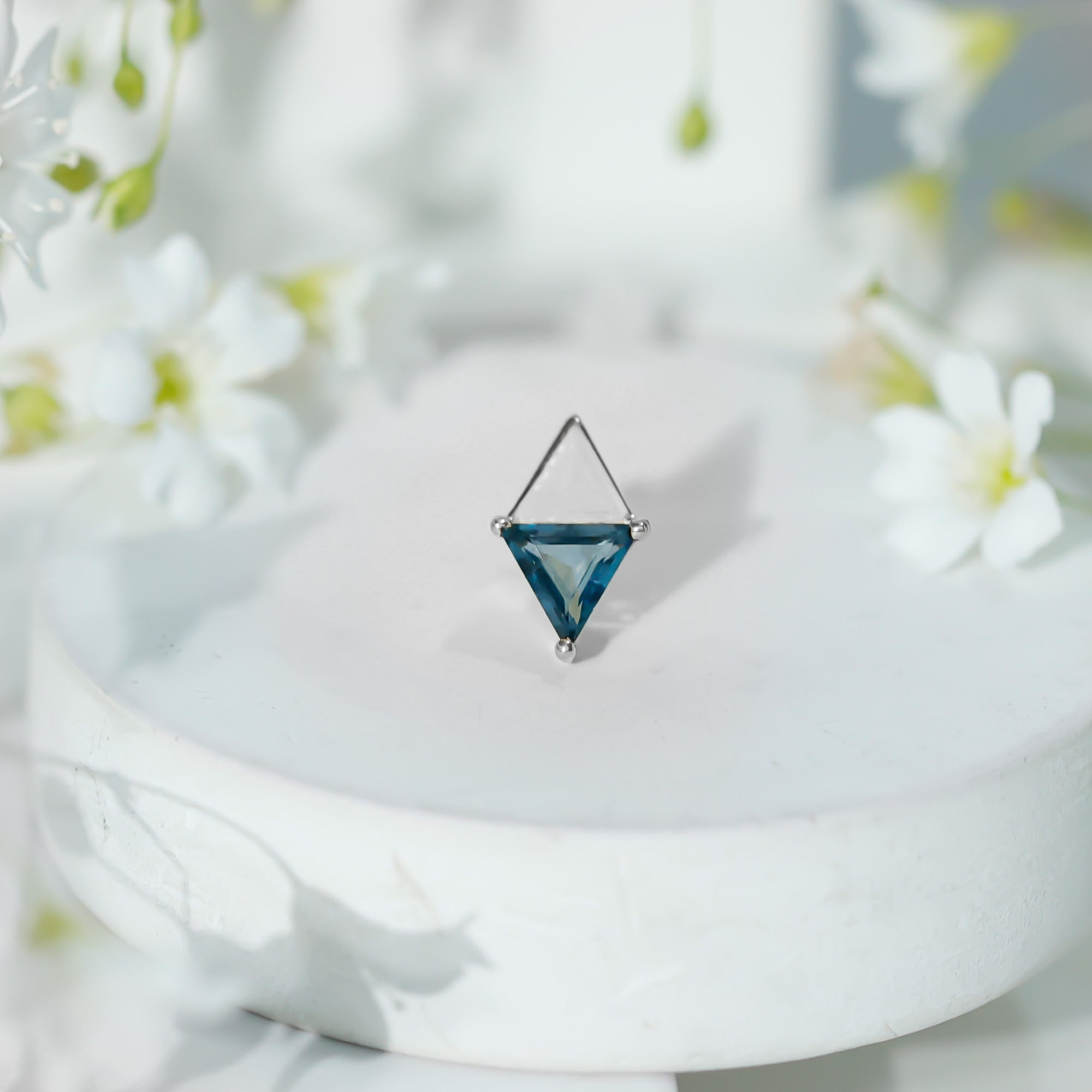 Triangle London Blue Topaz Geometric Earring AAA - Rosec Jewels
