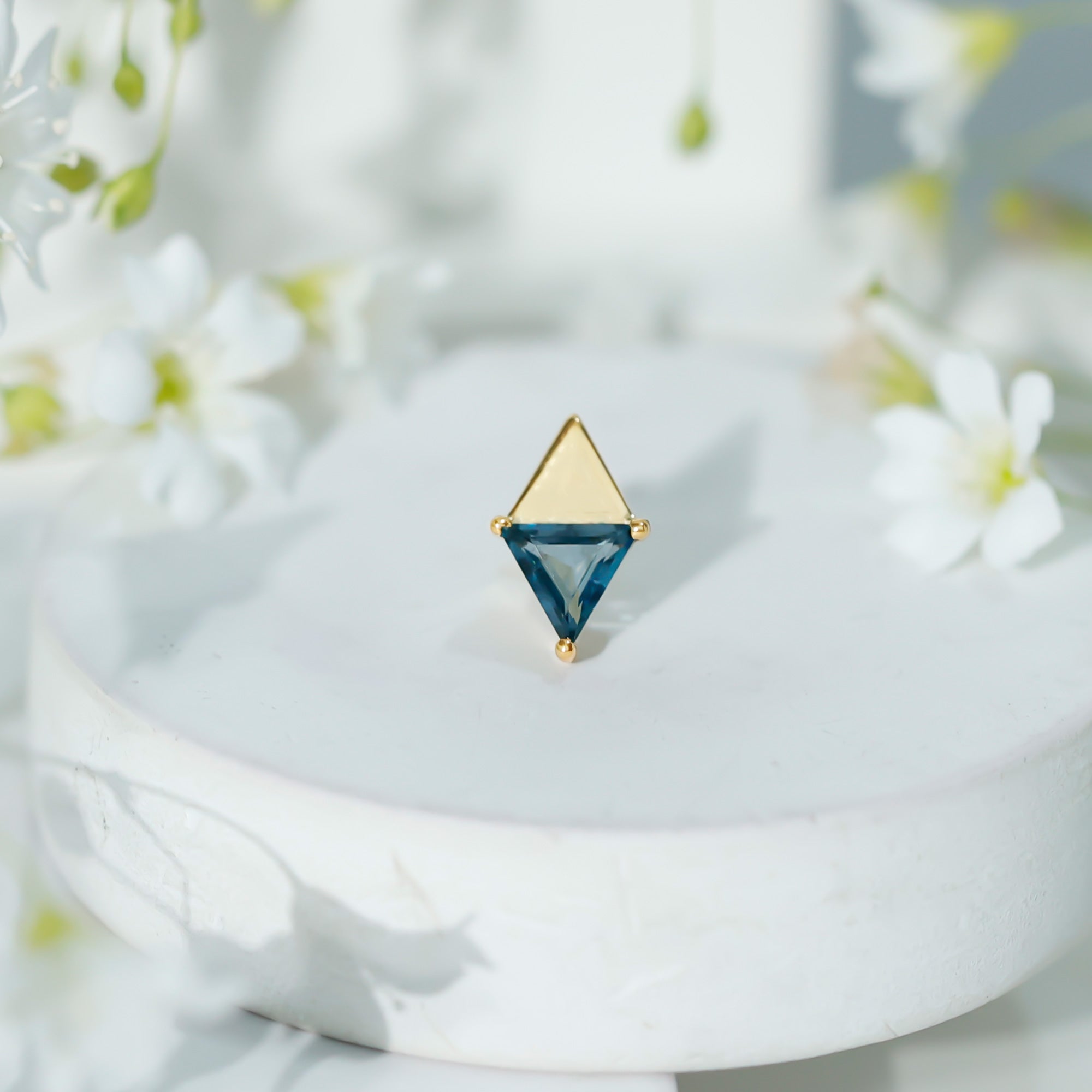 Triangle London Blue Topaz Geometric Earring AAA - Rosec Jewels
