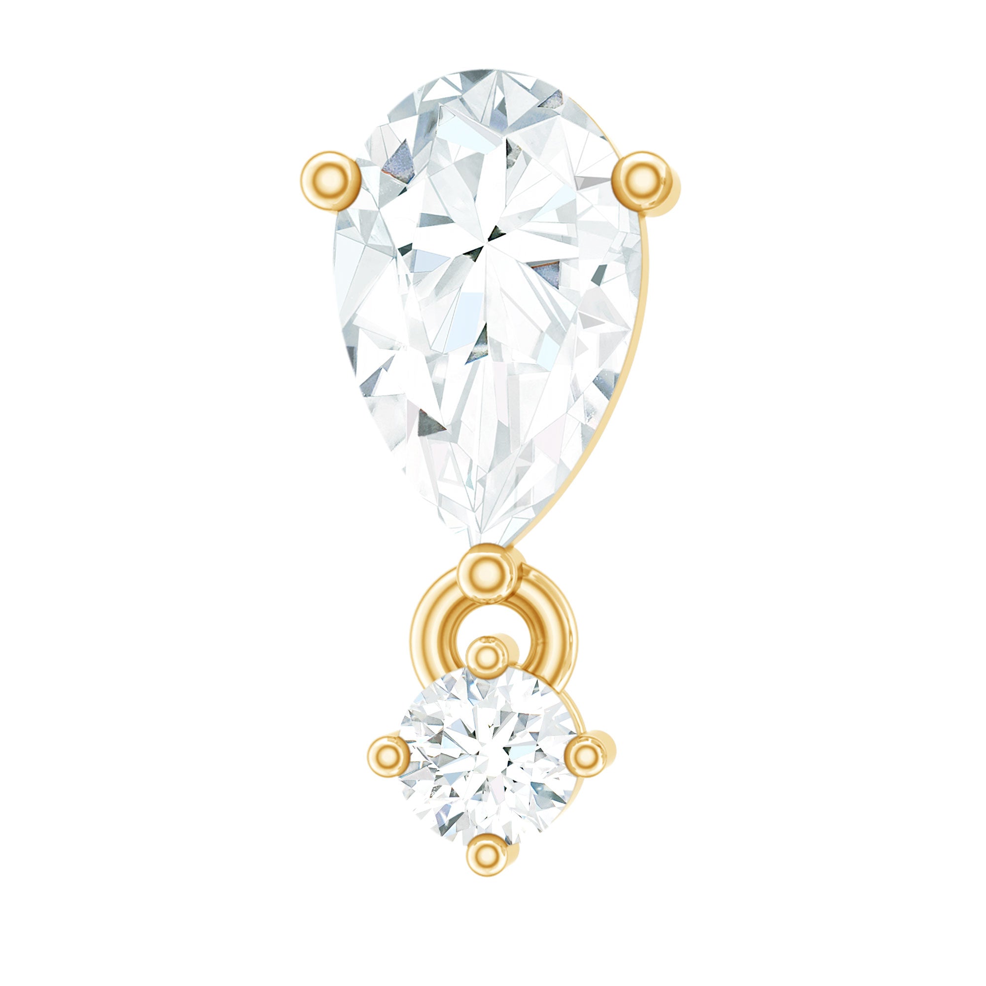 Pear Diamond Drop Earring for Helix Piercing Natural - ( HI-SI ) - Rosec Jewels