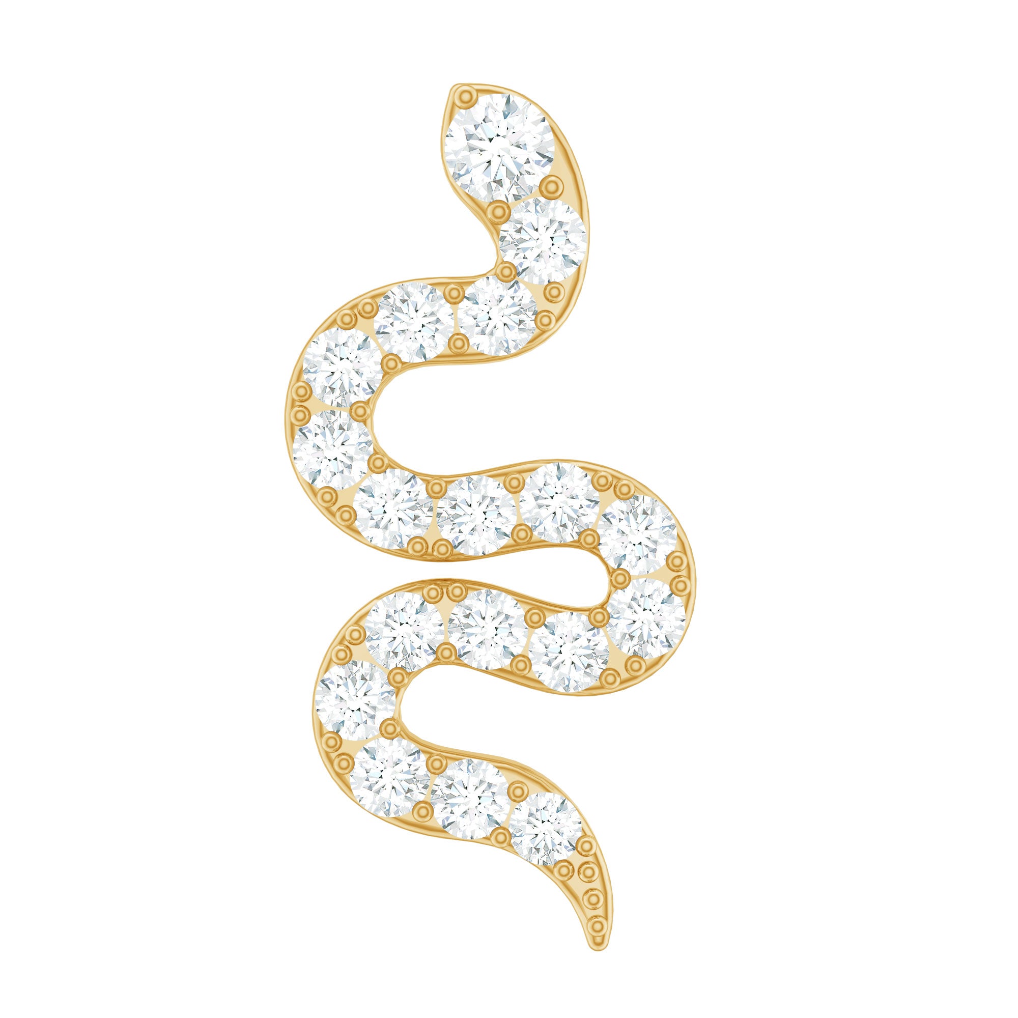Unique Moissanite Snake Crawler Cartilage Earring D-VS1 - Rosec Jewels