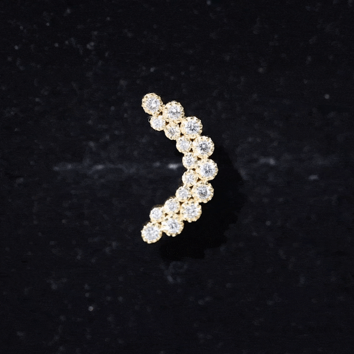 Moissanite Curved Helix Earring in Milgrain Bezel Setting D-VS1 - Rosec Jewels