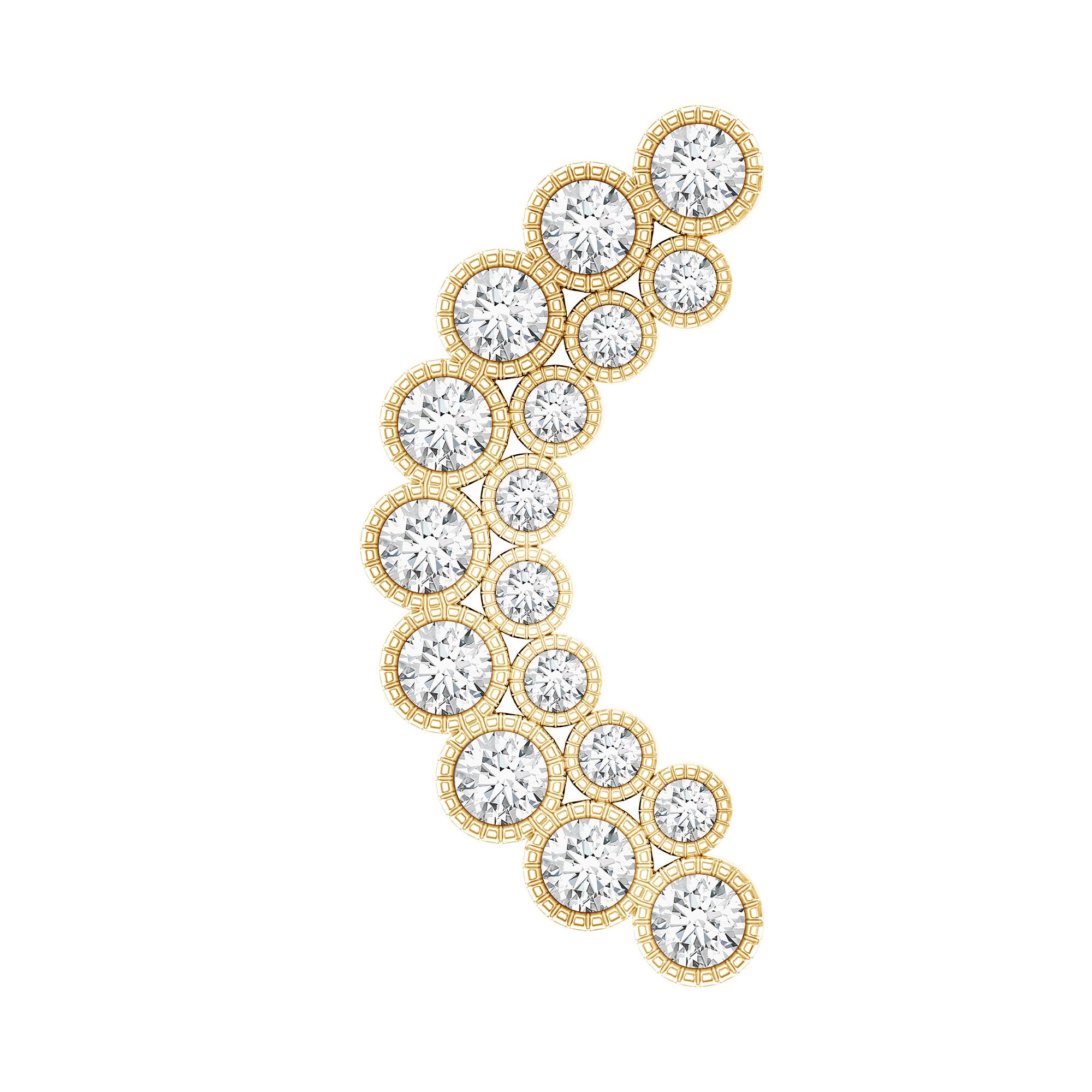Moissanite Curved Helix Earring in Milgrain Bezel Setting D-VS1 - Rosec Jewels