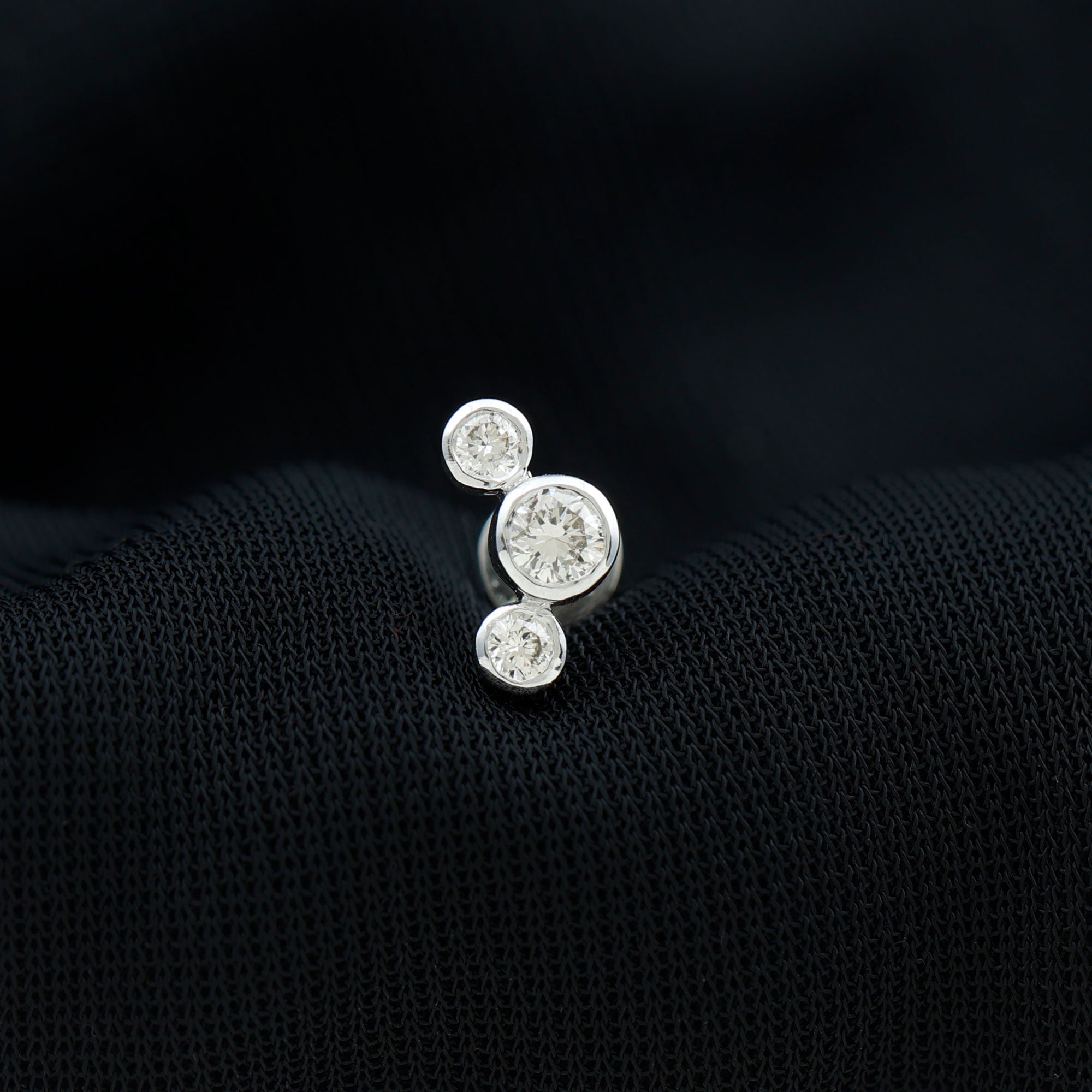 Certified Moissanite Three Stone Crawler Helix Earring D-VS1 - Rosec Jewels