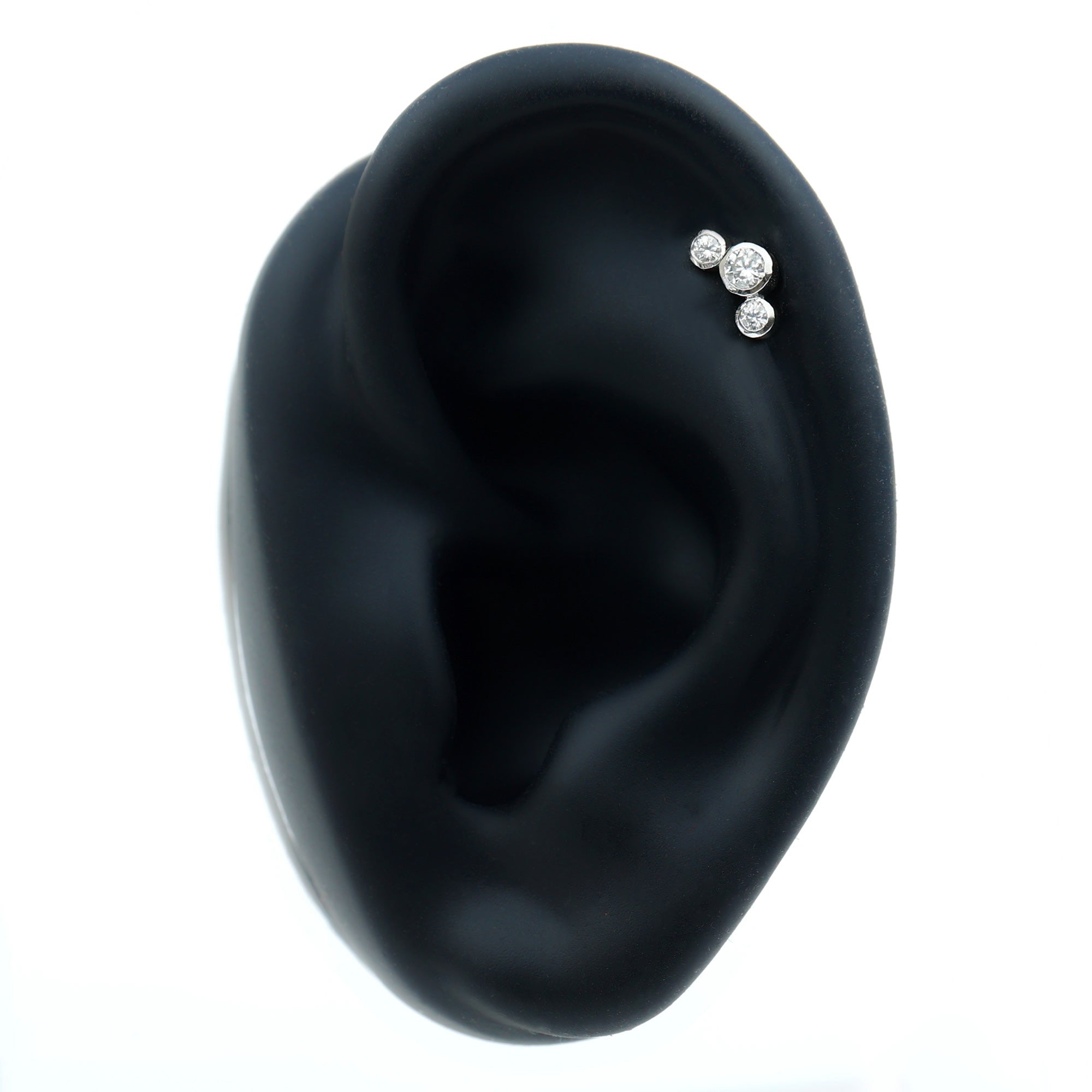 Certified Moissanite Three Stone Crawler Helix Earring D-VS1 - Rosec Jewels