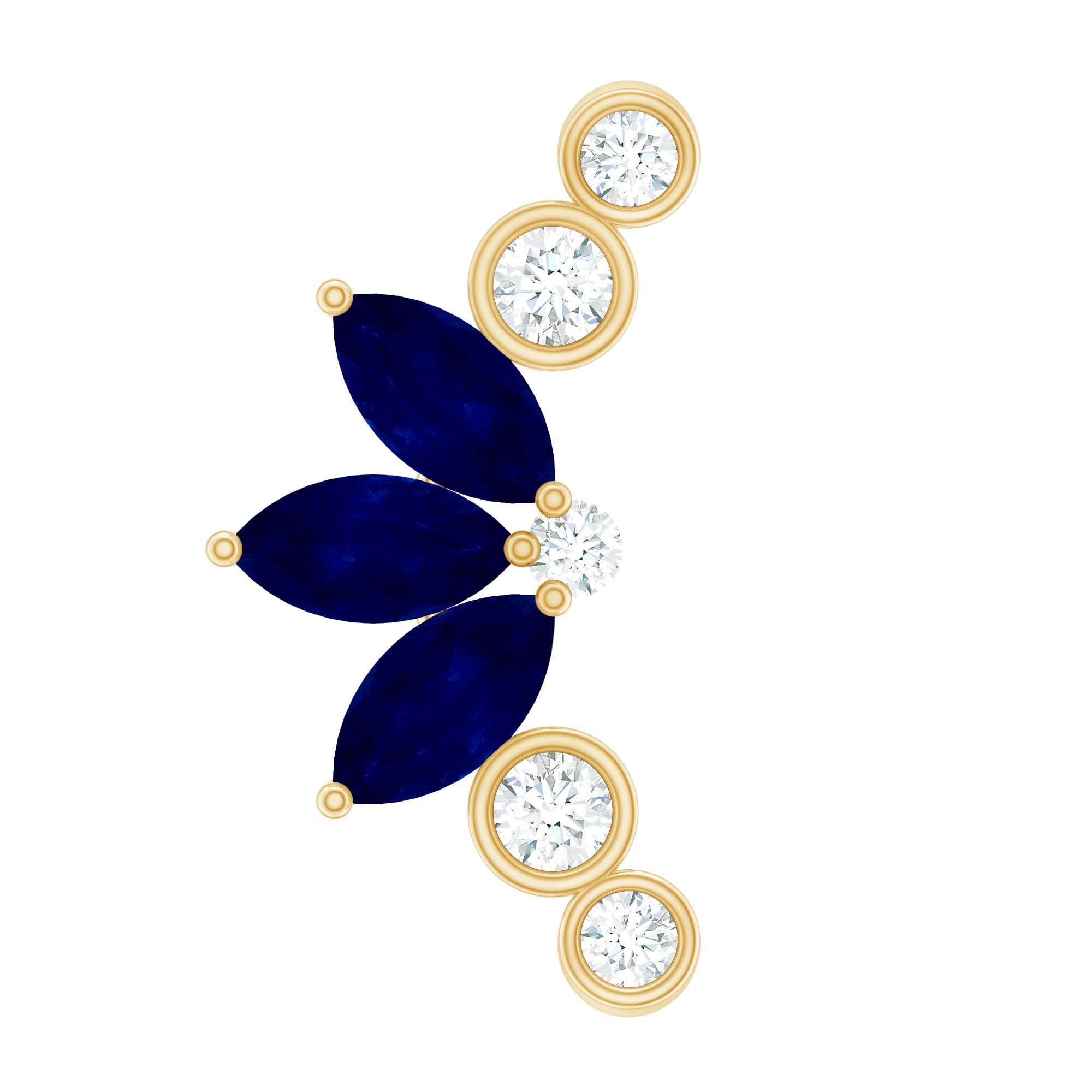 Natural Blue Sapphire Ear Crawler Earring AAA - Rosec Jewels