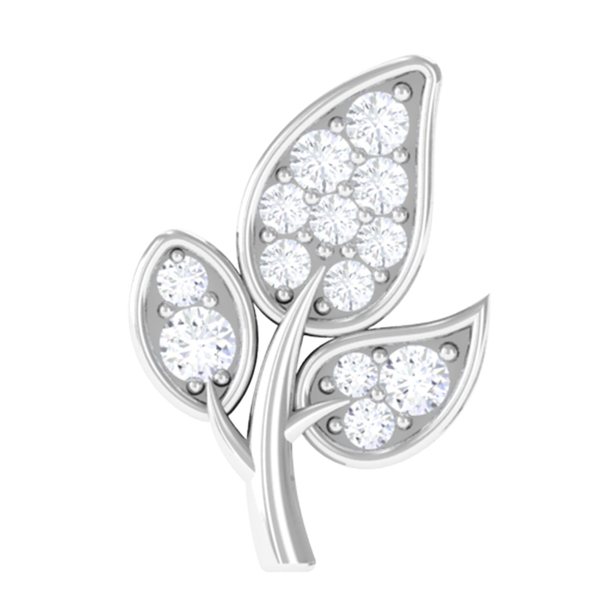 Dainty Moissanite Leaf Earring for Cartilage Piercing D-VS1 - Rosec Jewels