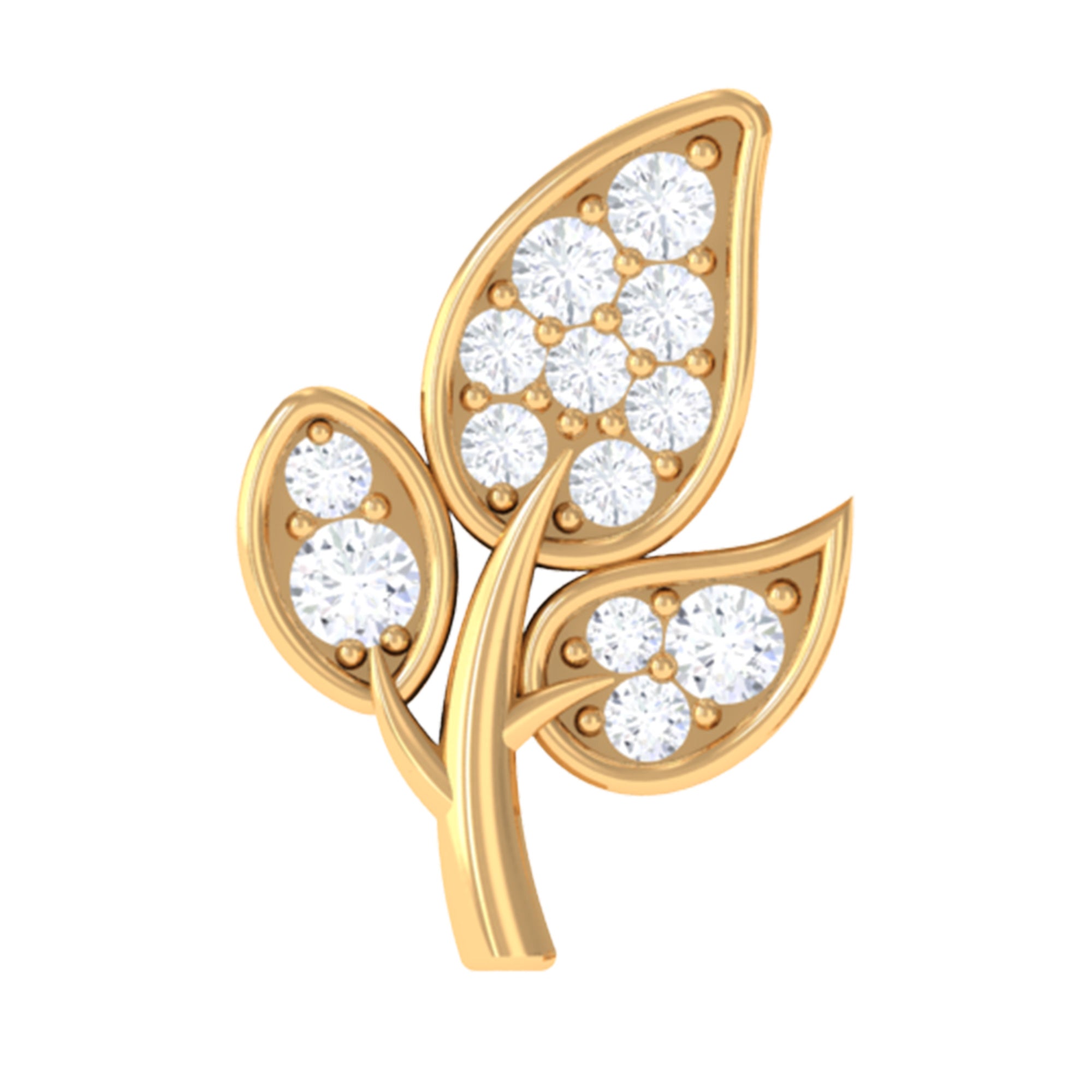 Dainty Moissanite Leaf Earring for Cartilage Piercing D-VS1 - Rosec Jewels