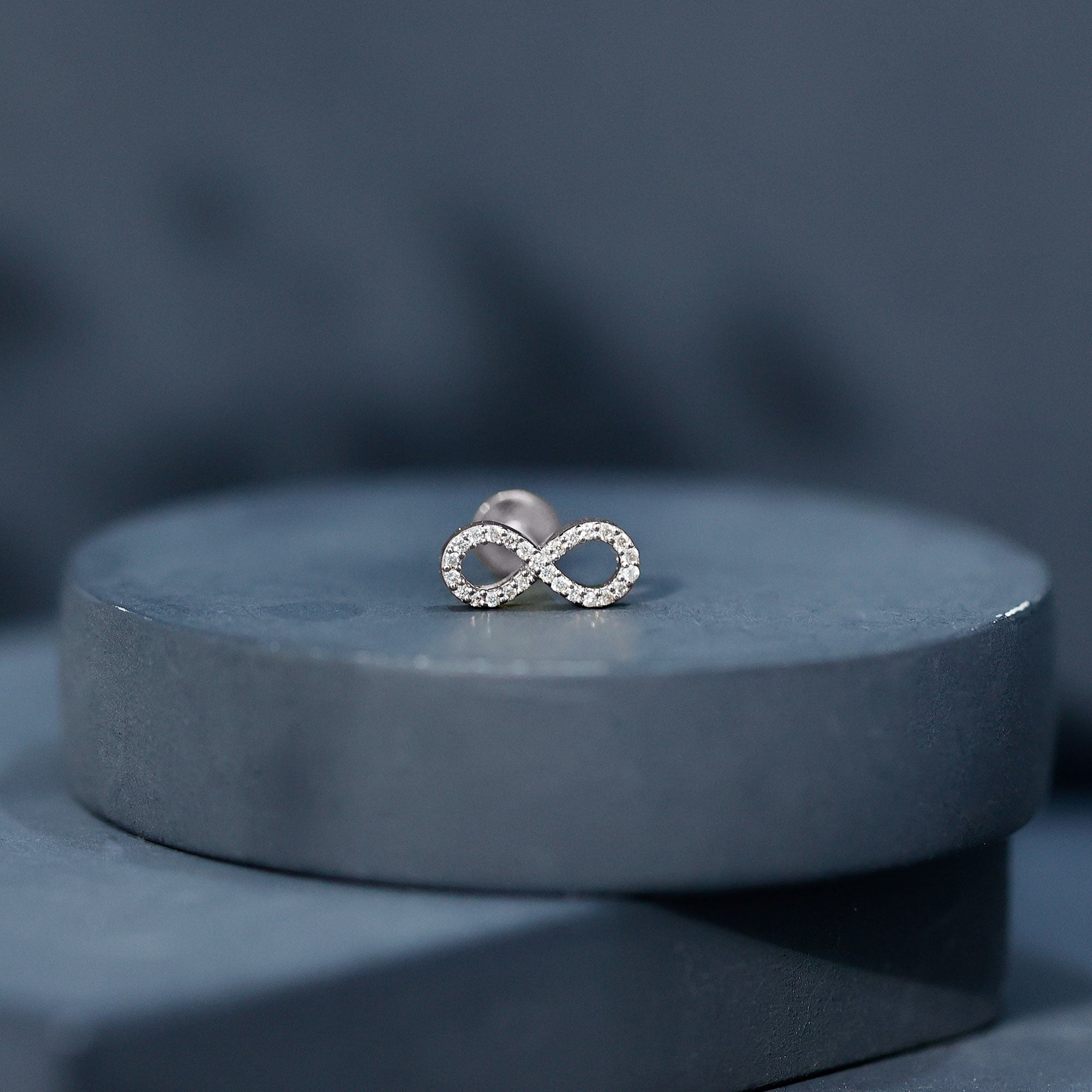 Round Diamond Infinity Earring for Cartilage Piercing Natural - ( HI-SI ) - Rosec Jewels