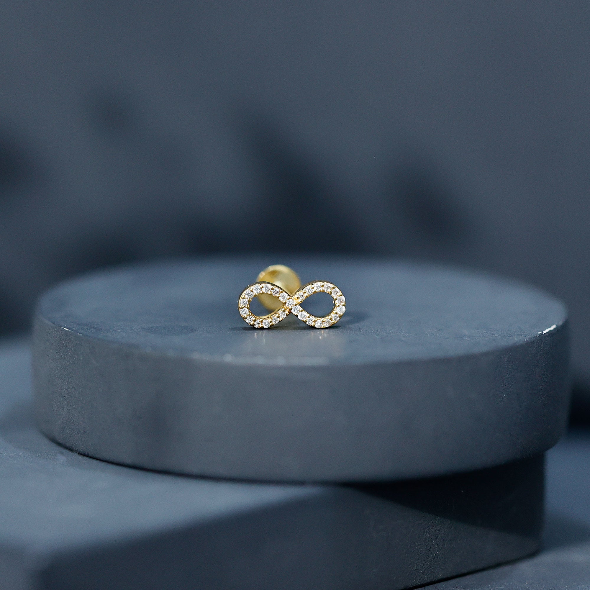 Round Diamond Infinity Earring for Cartilage Piercing Natural - ( HI-SI ) - Rosec Jewels