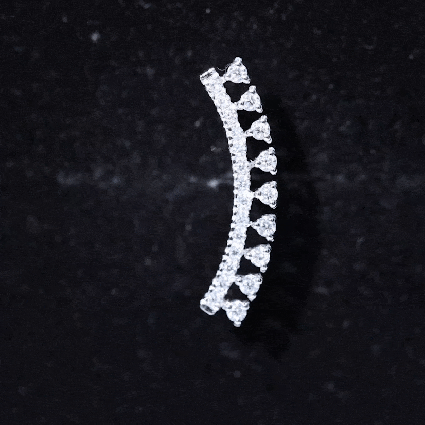 Certified Moissanite Curved Crawler Earring D-VS1 - Rosec Jewels