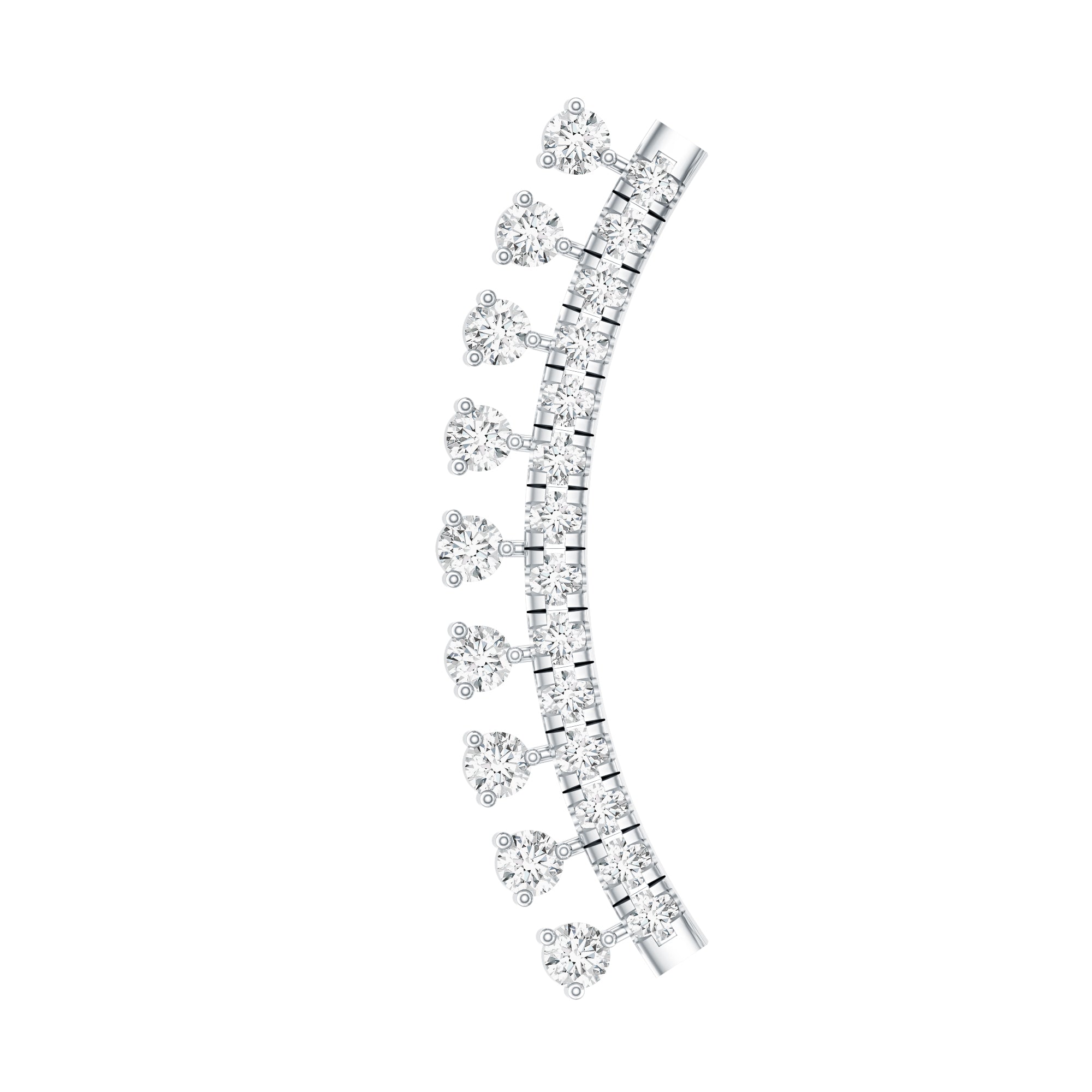 Certified Moissanite Curved Crawler Earring D-VS1 - Rosec Jewels