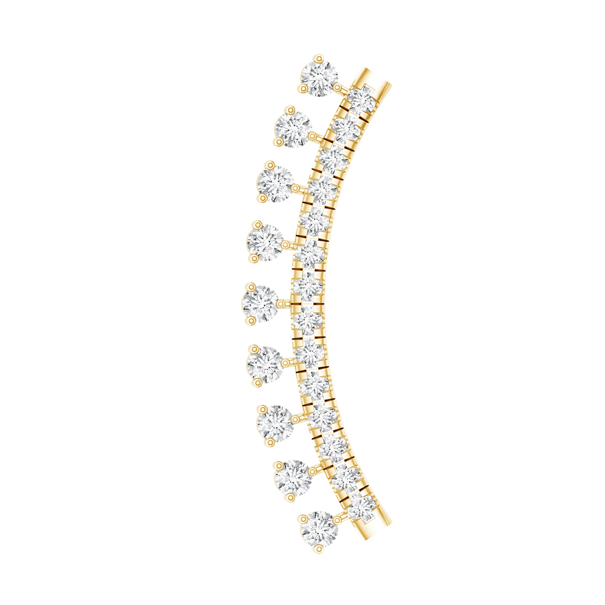Certified Moissanite Curved Crawler Earring D-VS1 - Rosec Jewels