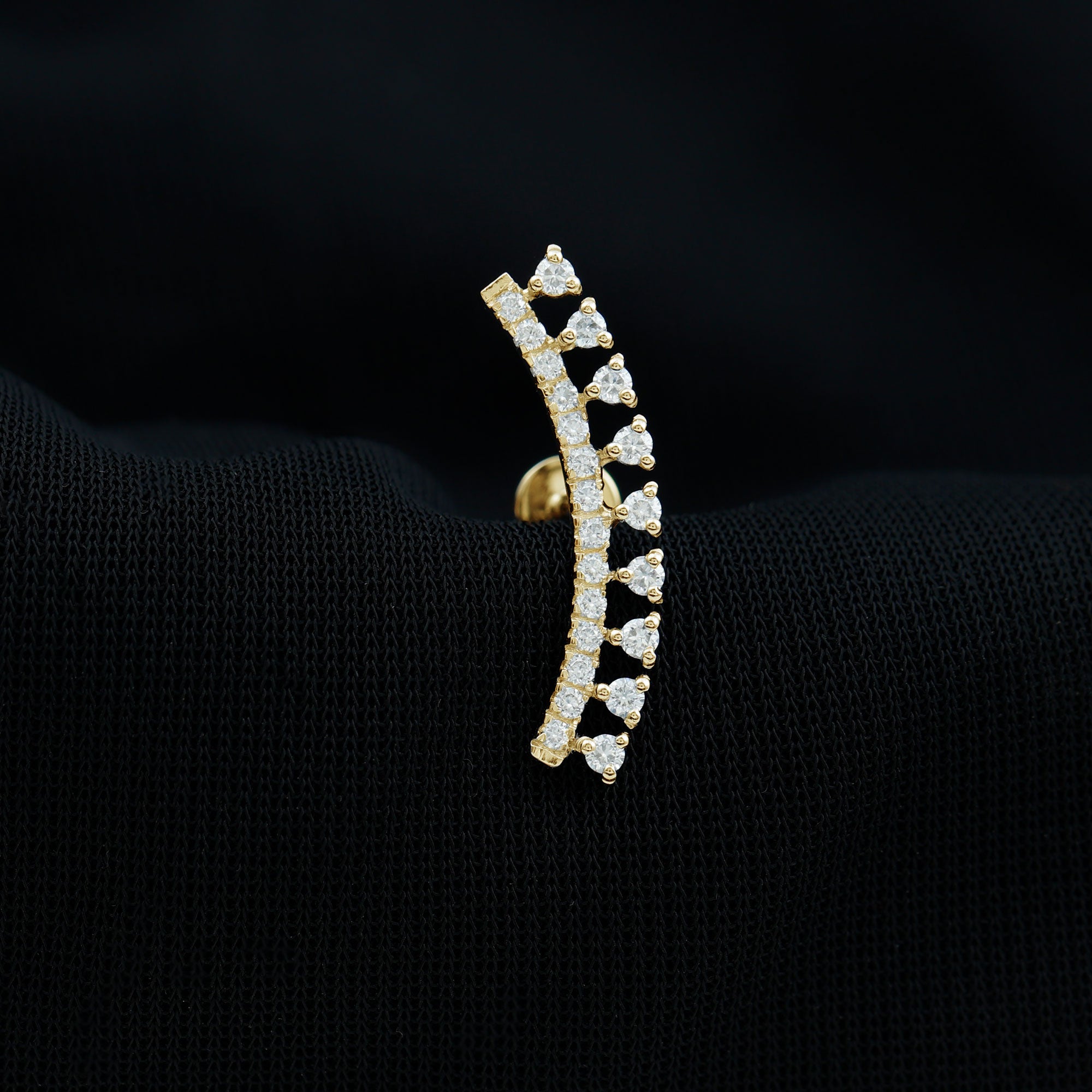 Certified Moissanite Curved Crawler Earring D-VS1 - Rosec Jewels