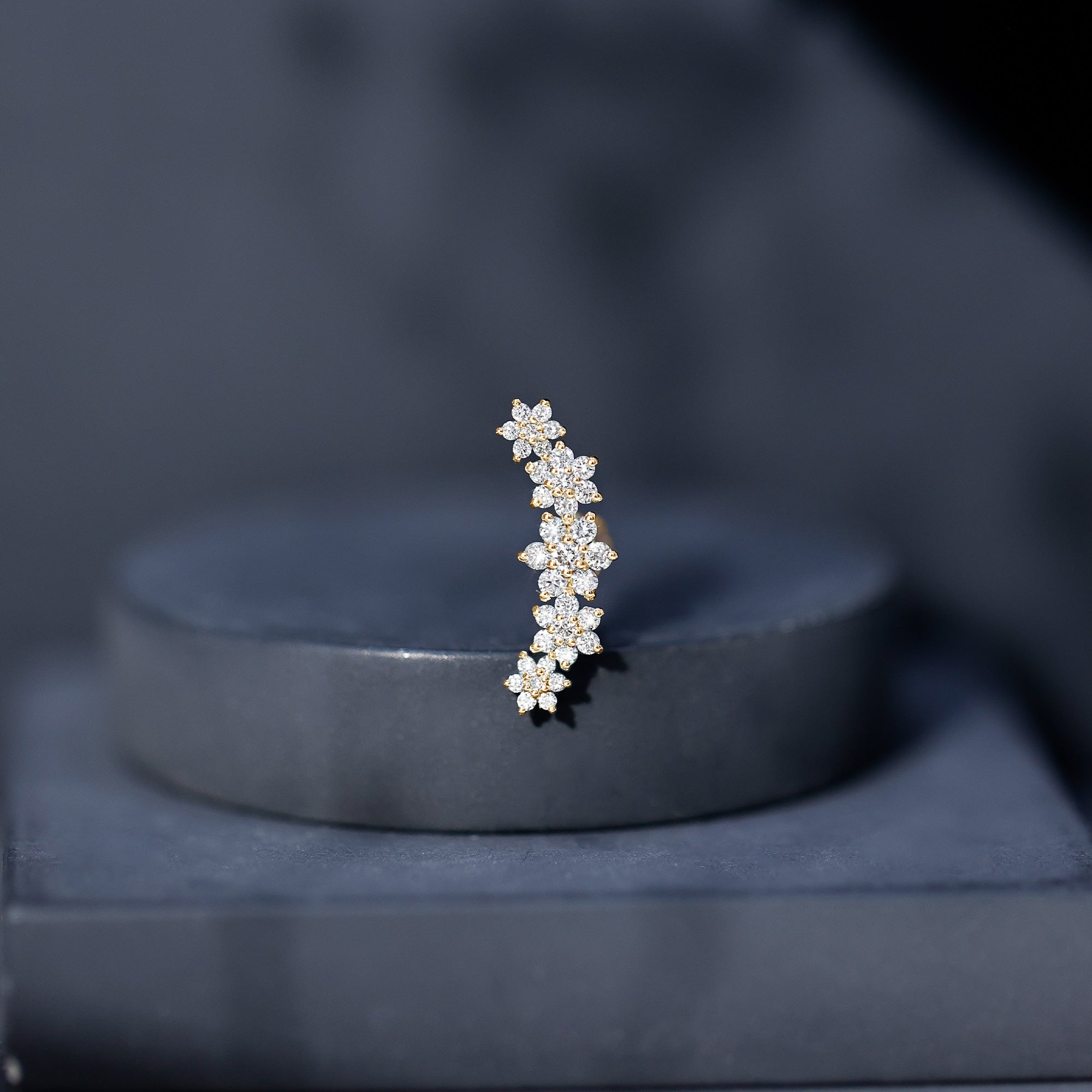 Diamond Flower Ear Crawler Earring Natural - ( HI-SI ) - Rosec Jewels